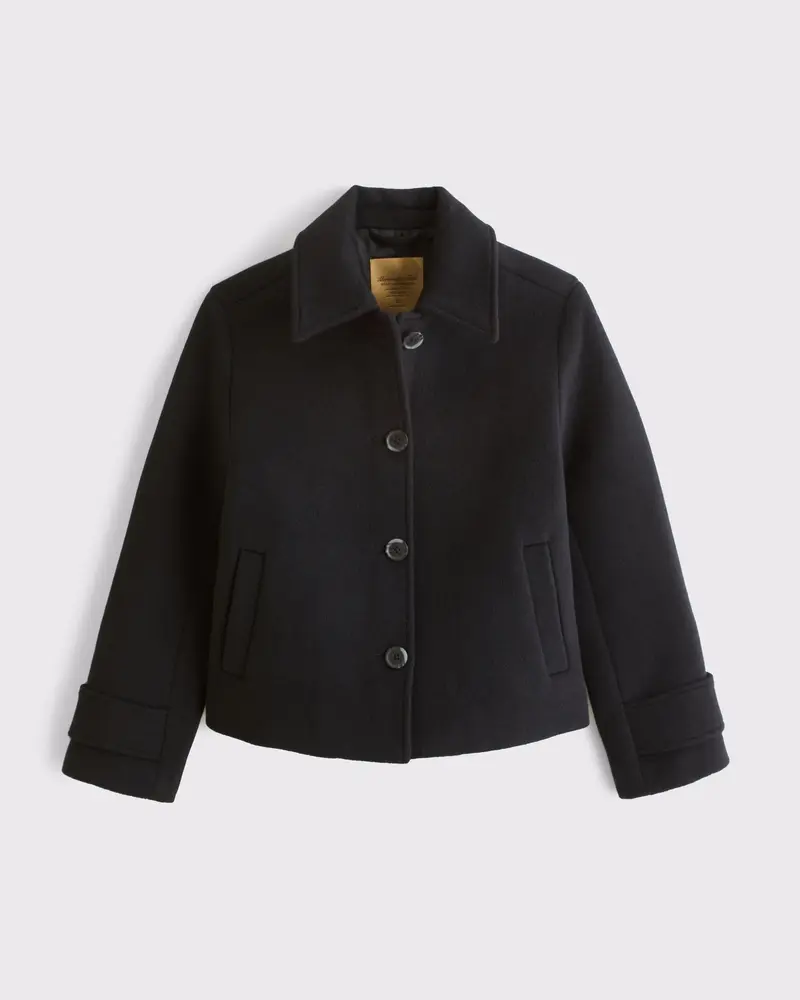 Short Wool-Blend Coat (Black)