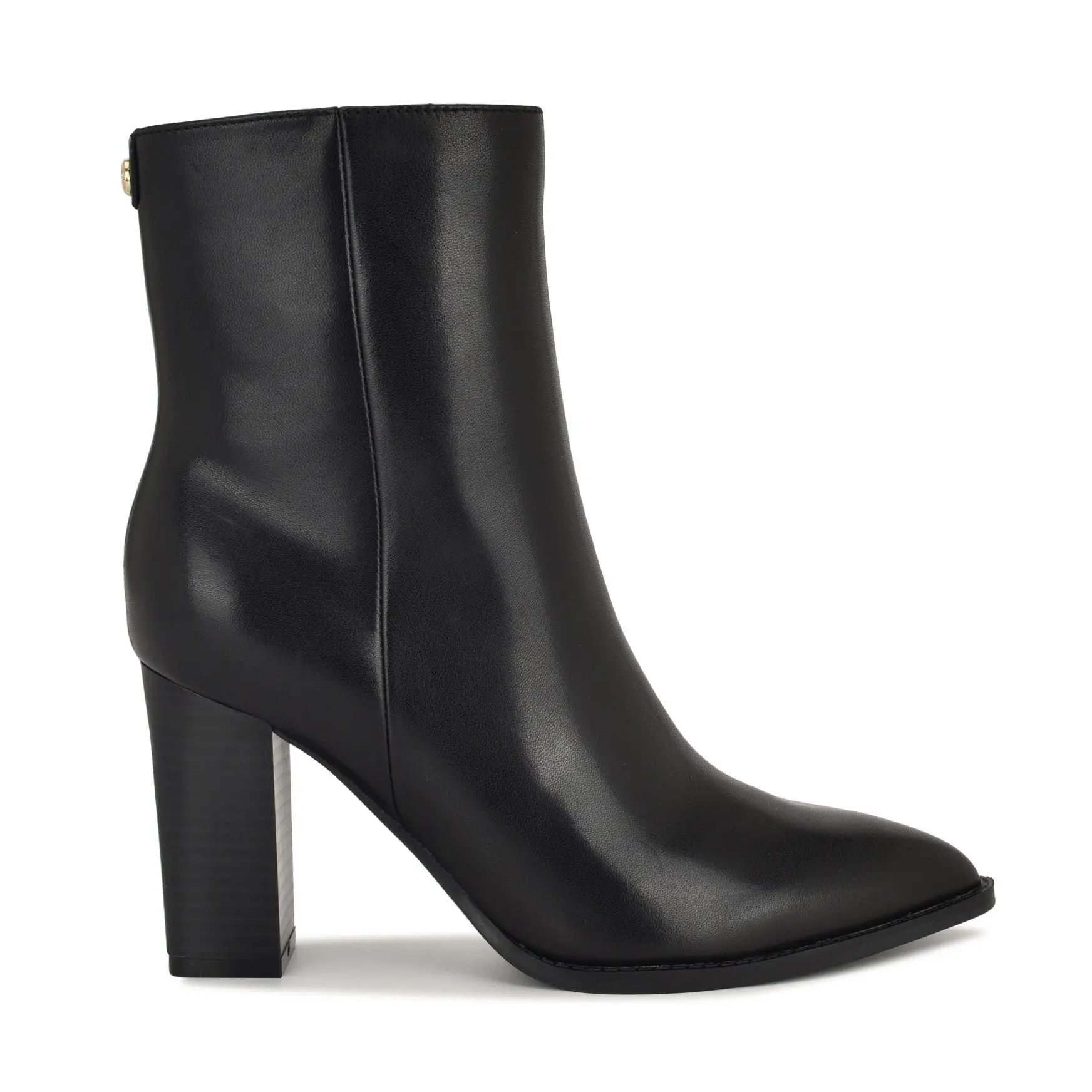 Tessay 9x9 Block Heel Leather Booties (Black Leather)