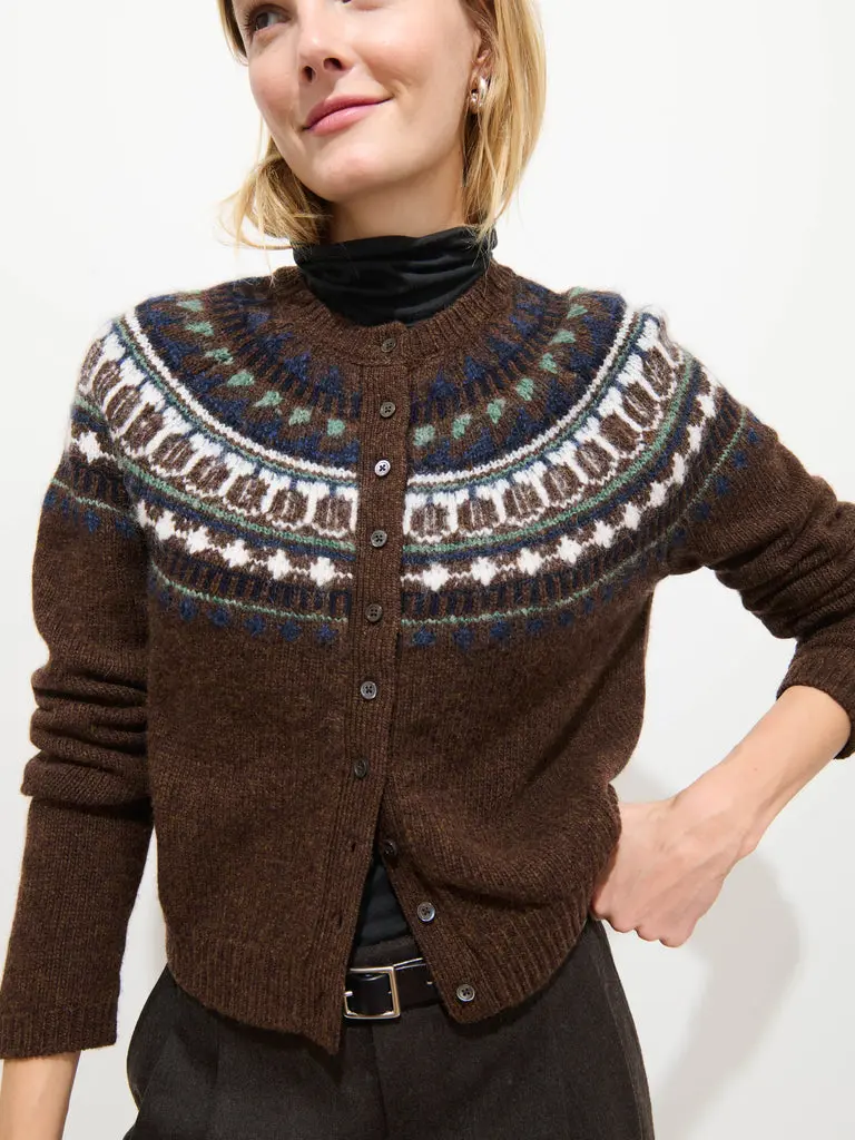 Charlotte Fair Isle Sweater in Wool (Chestnut)