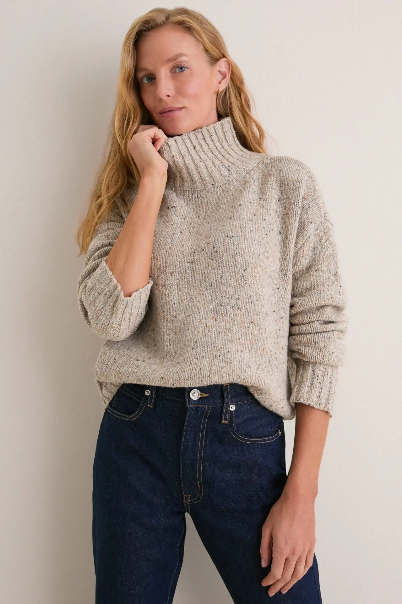 Speckled Oat Wool Blend Hannah Turtleneck Sweater