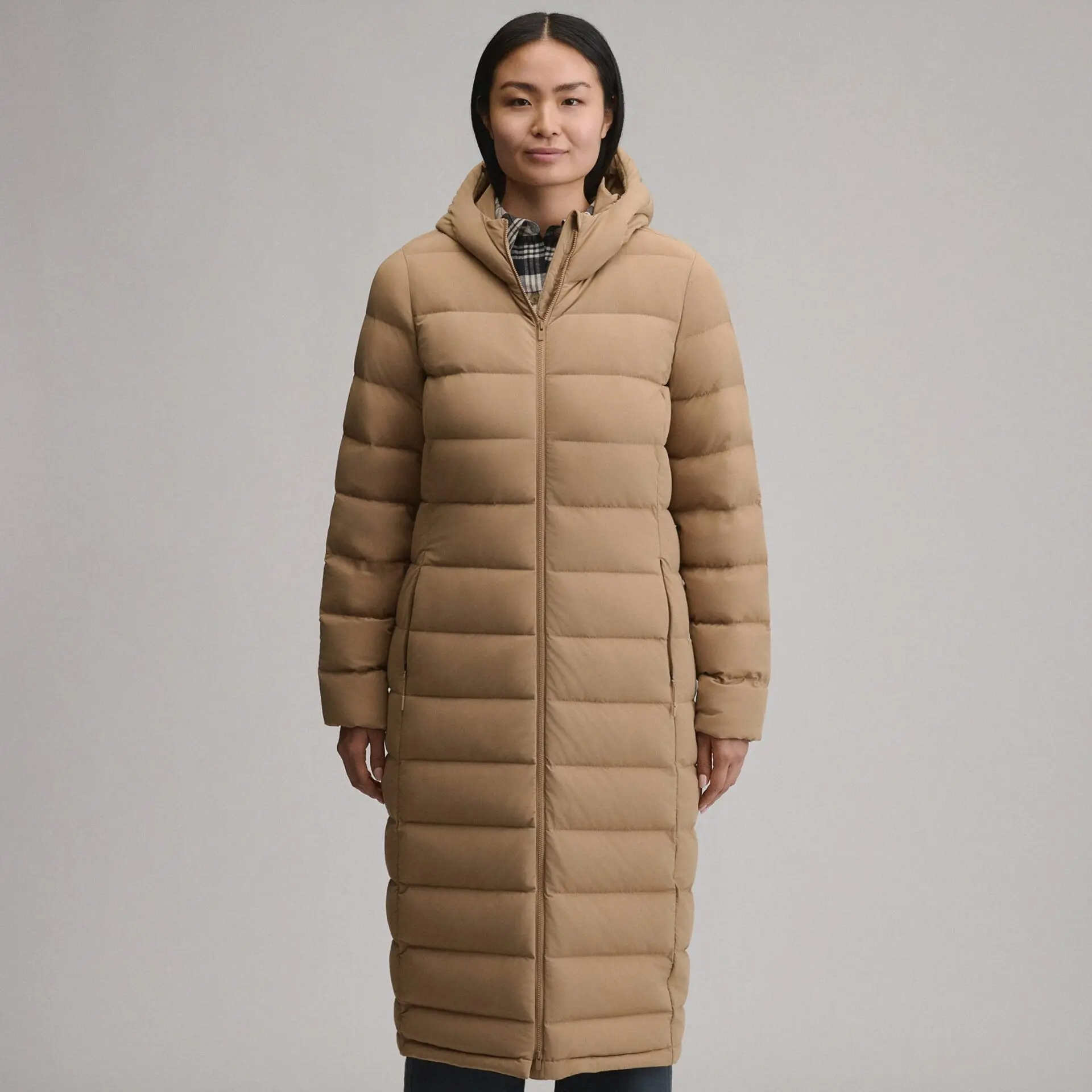 Women's EB Stretch Down Hooded Duffle Coat (Camel)