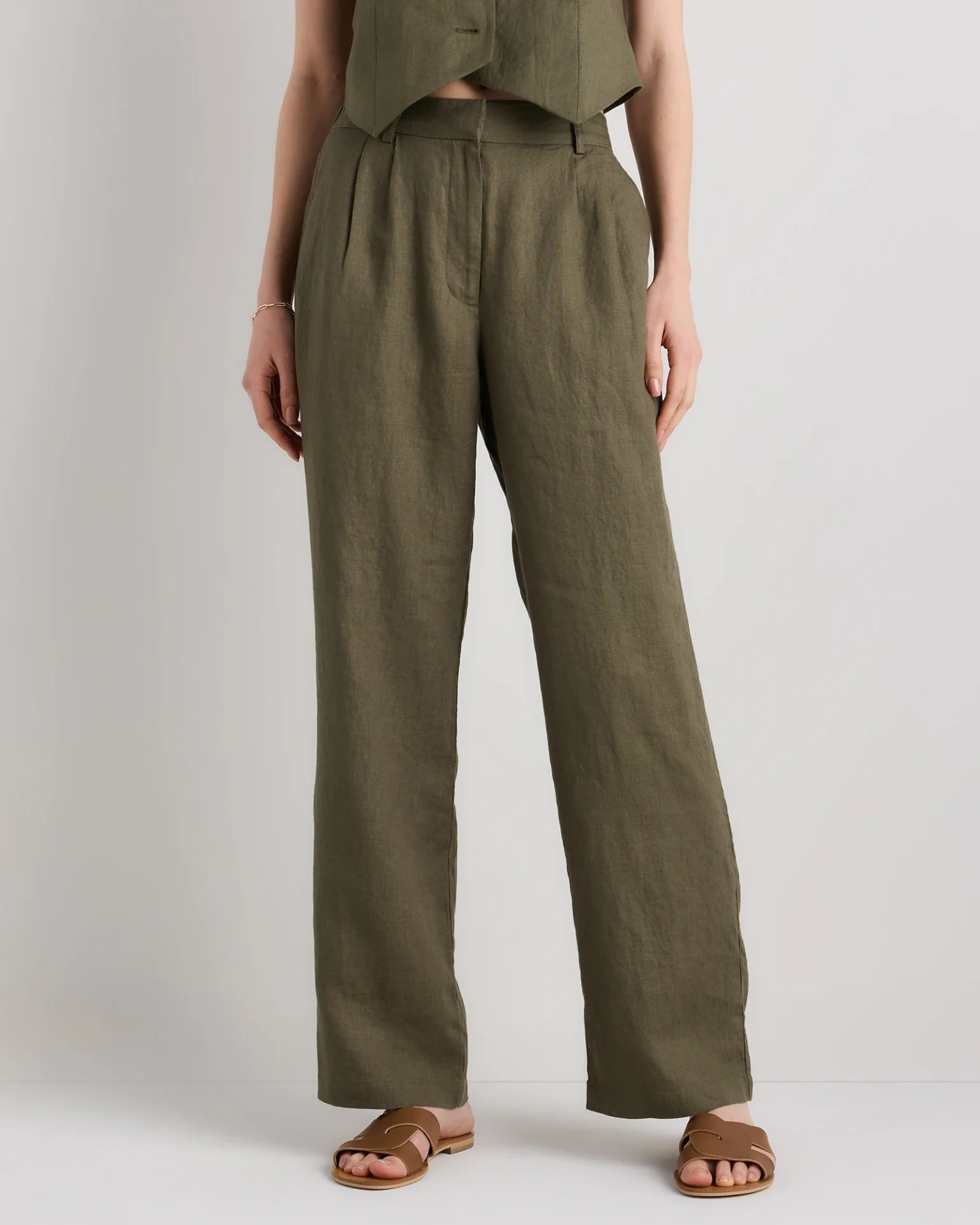 100% European Linen Pleated Trouser