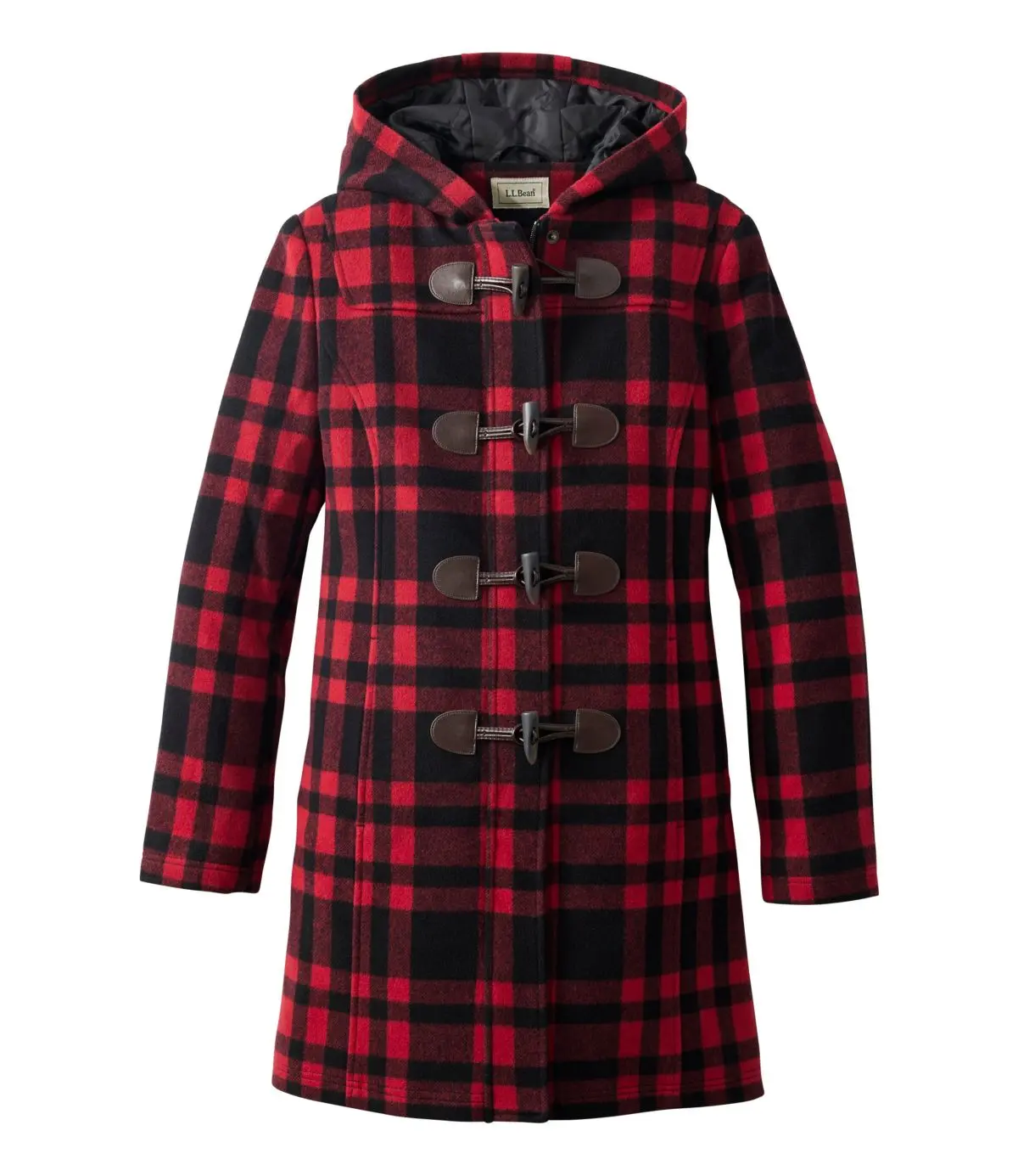 Women's Classic Lambswool Duffel Coat, Pattern (Royal Red Plaid)