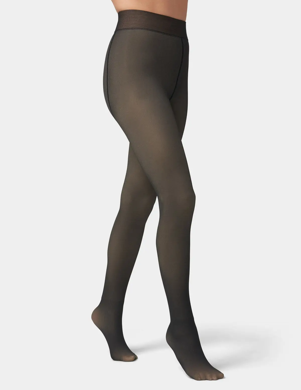 Faux Sheer Fleece-Lined Tights (Black)