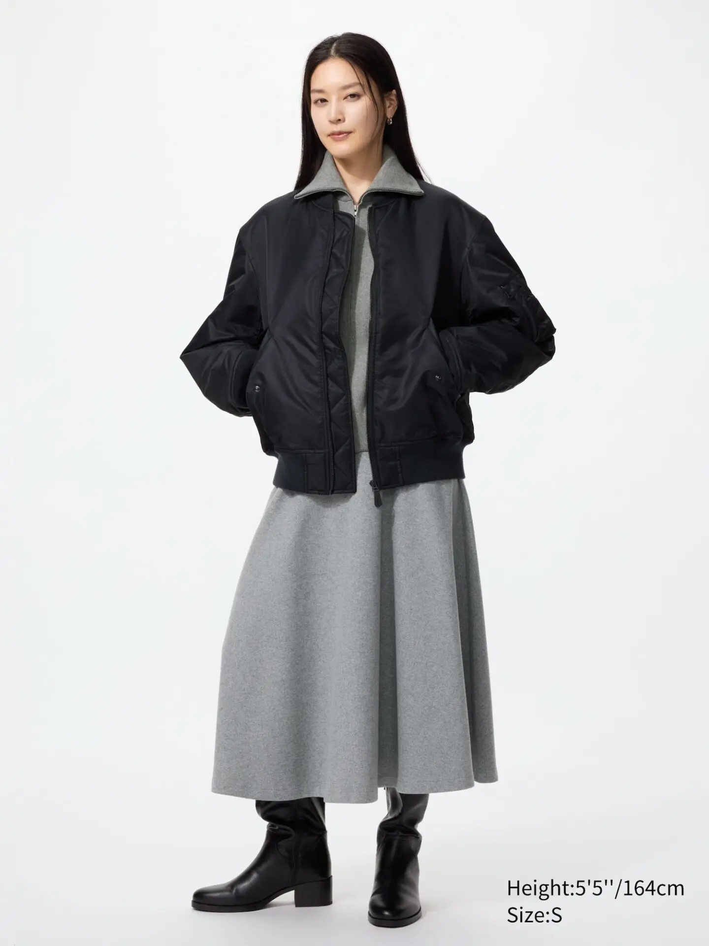 Brushed Jersey Flare Skirt (04 Gray)
