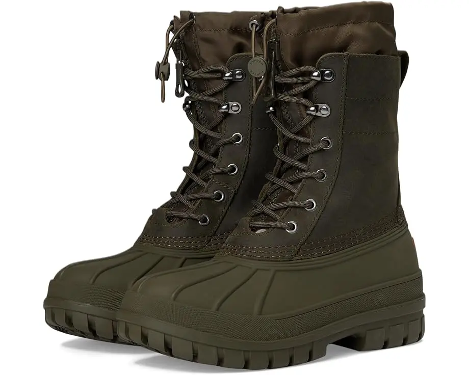 Hunter Skylar Waterproof Duck Boots (Medium Green Leather)