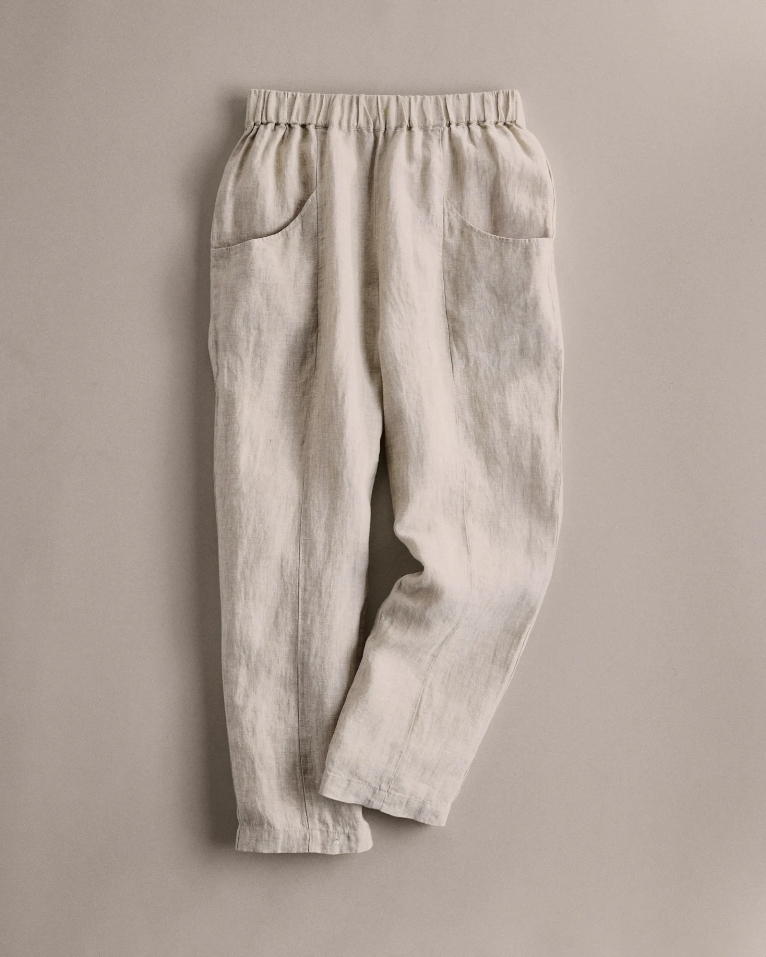 100% European Linen Tapered Ankle Pants (Flax)