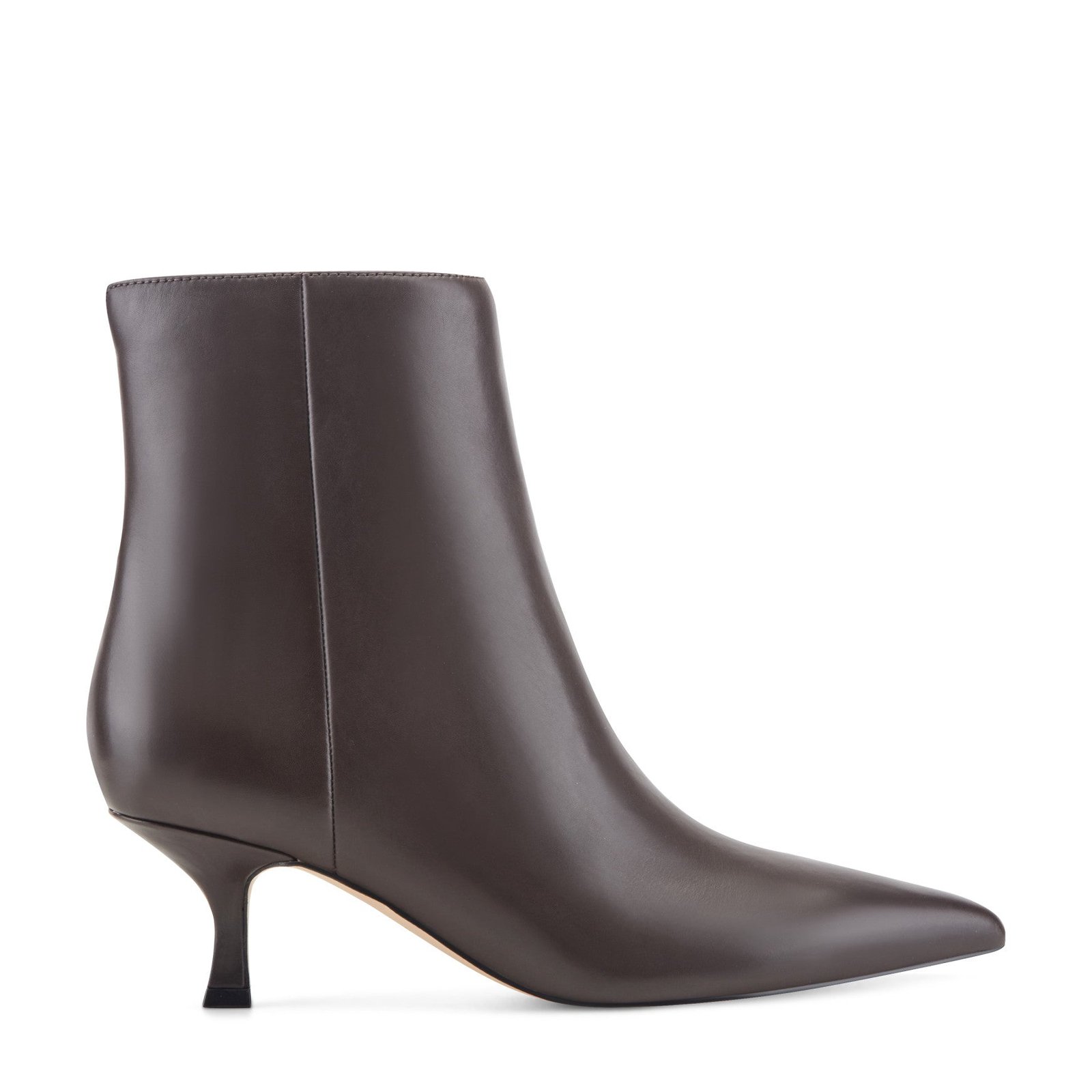 Francy Kitten Heel Leather Bootie (Dark Brown Leather)