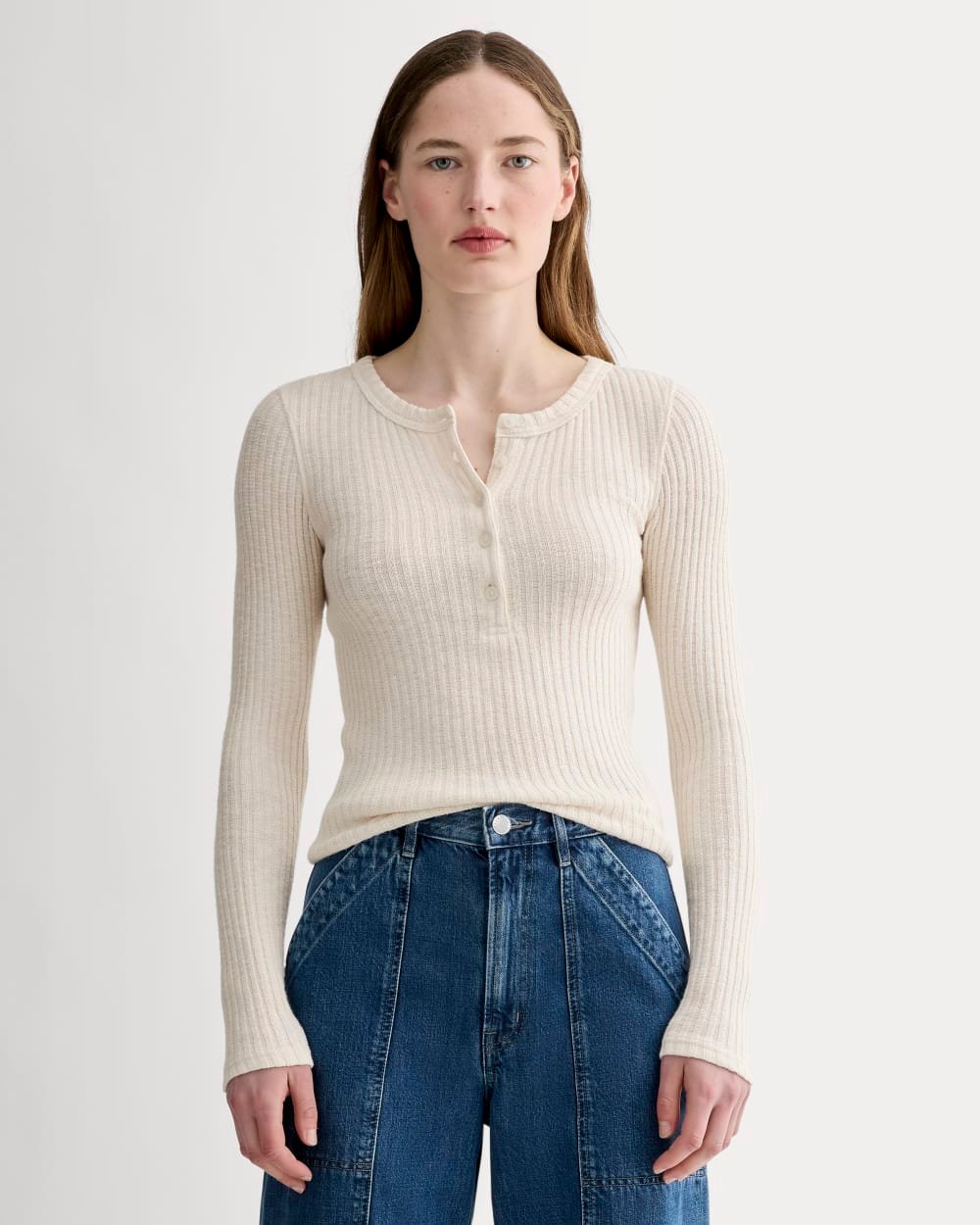 The Cozy Rib Henley (Bone)