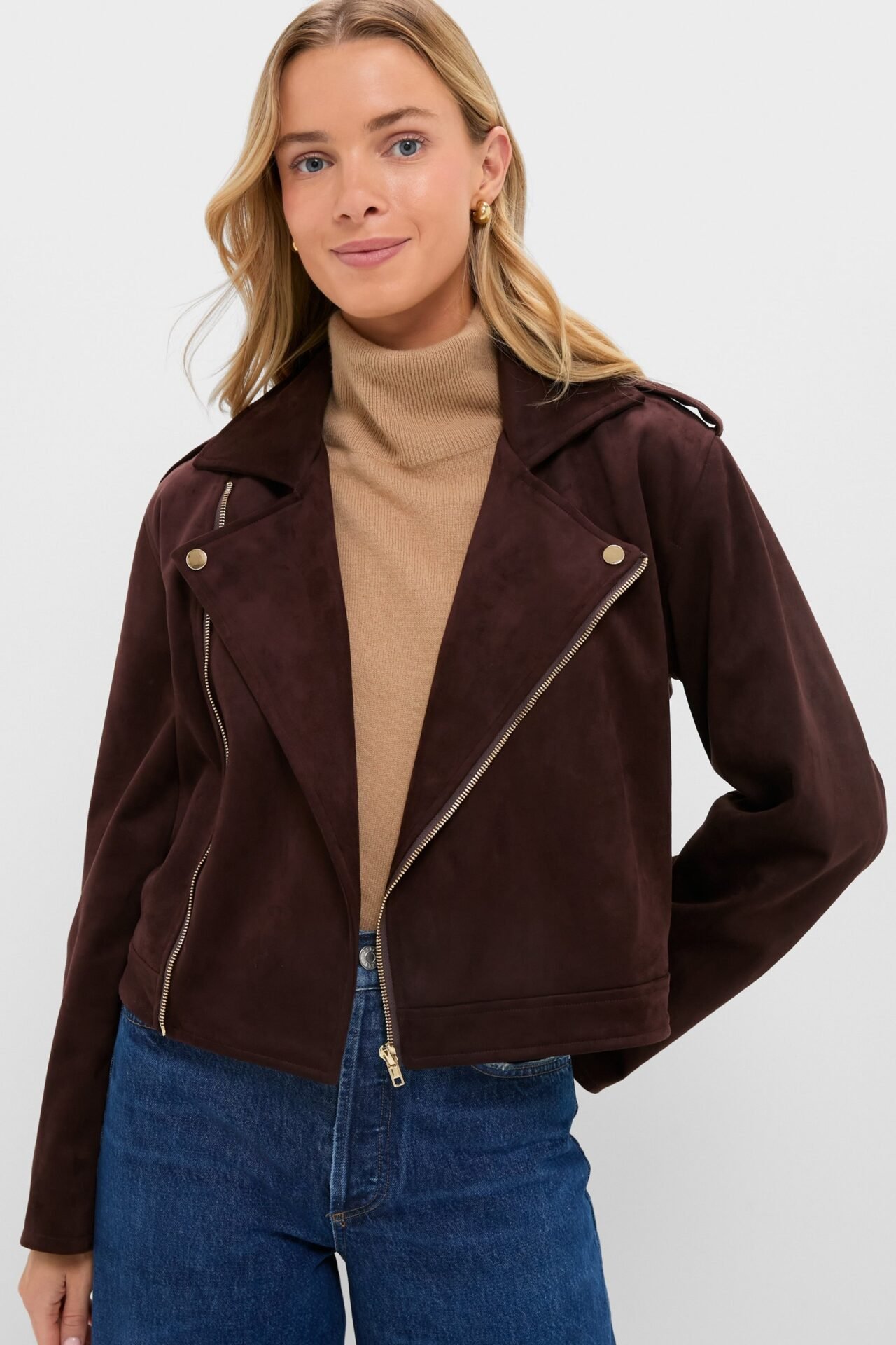 Hyacinth House Chocolate Faux Suede Bristol Jacket