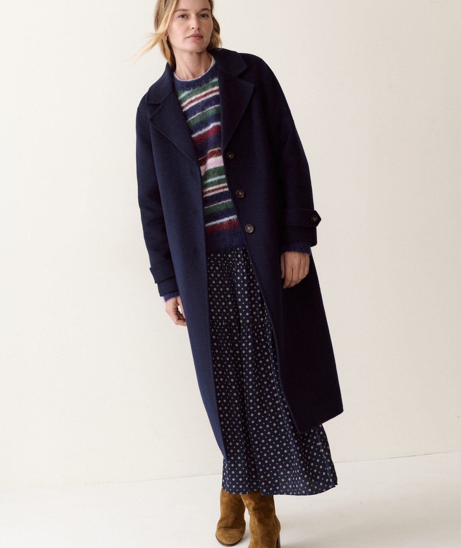 Colette Wool Topcoat (Navy Heather)