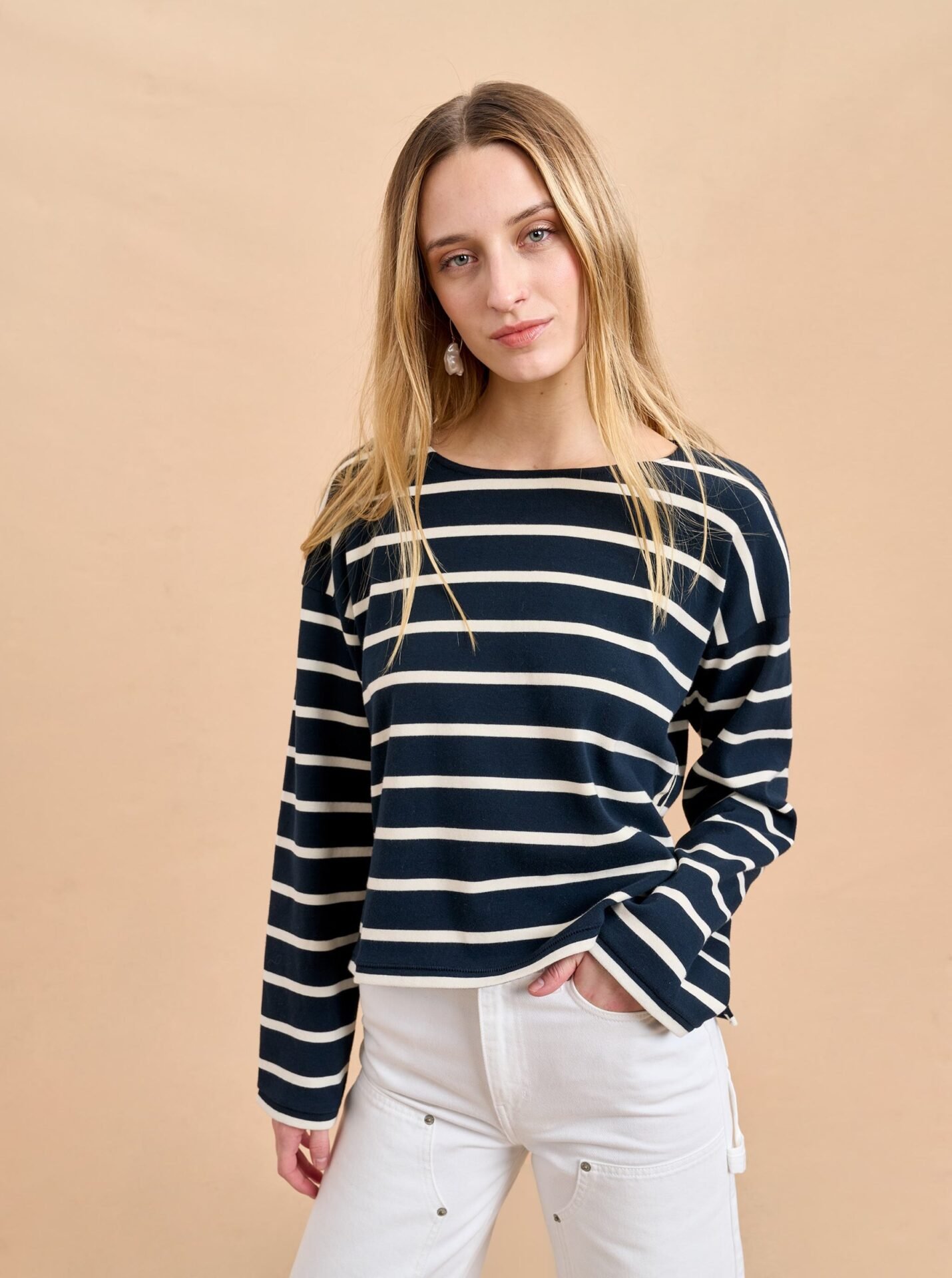 Long Sleeve Breton Tee (Navy/Ecru)