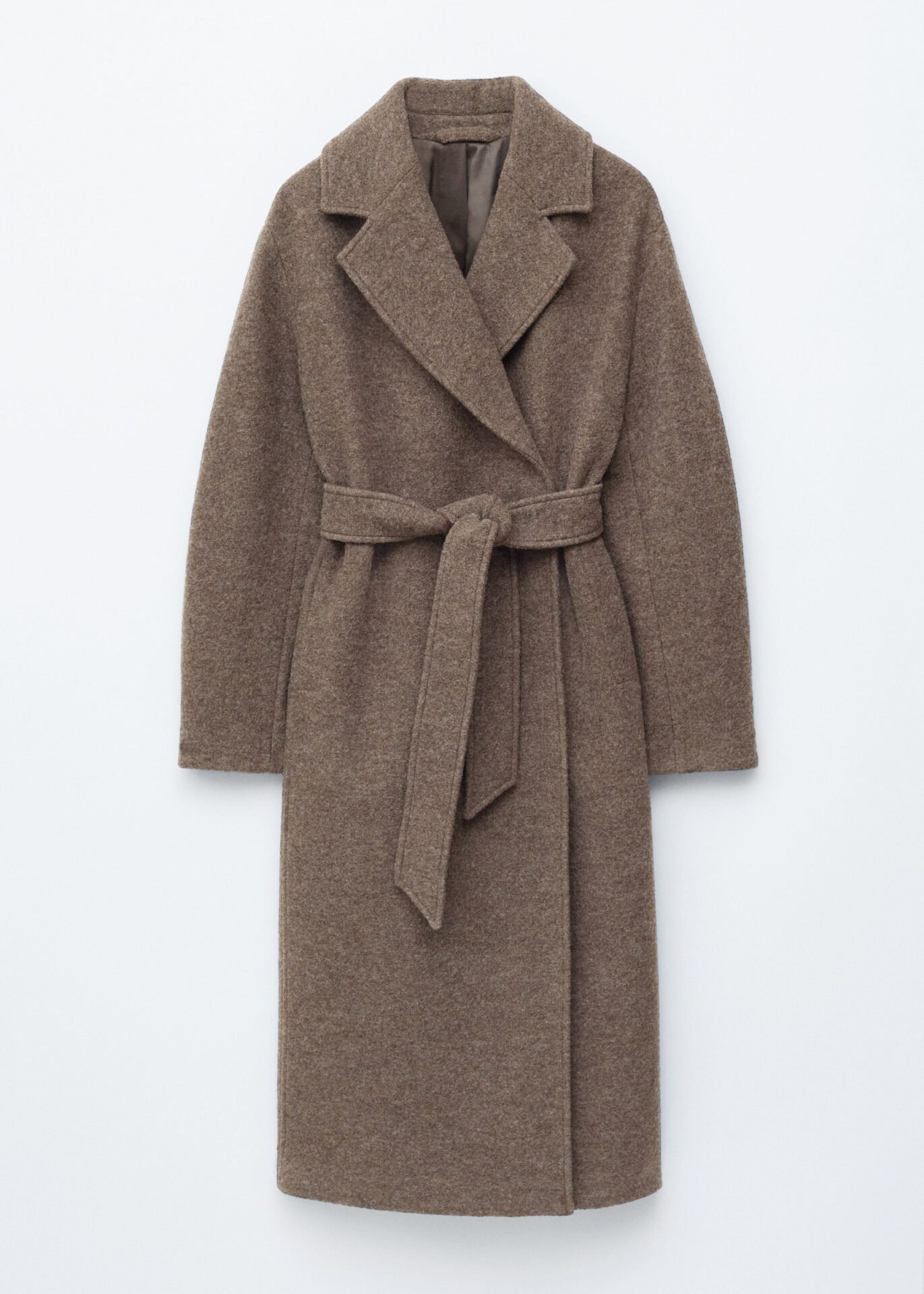 Voluminous Belted Wool Coat (Dark Mole Melange)