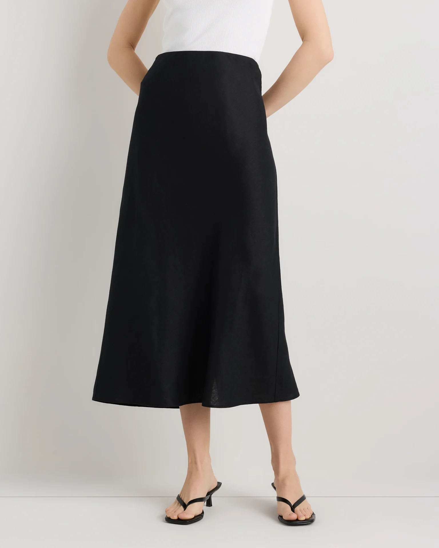 100% European Linen Midi Slip Skirt
