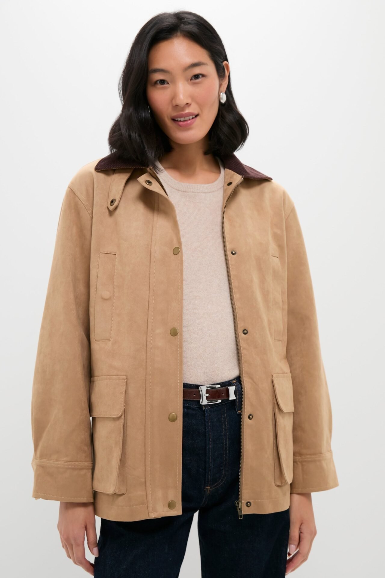 Vegan Suede Barnaby Barn Jacket (Tan)