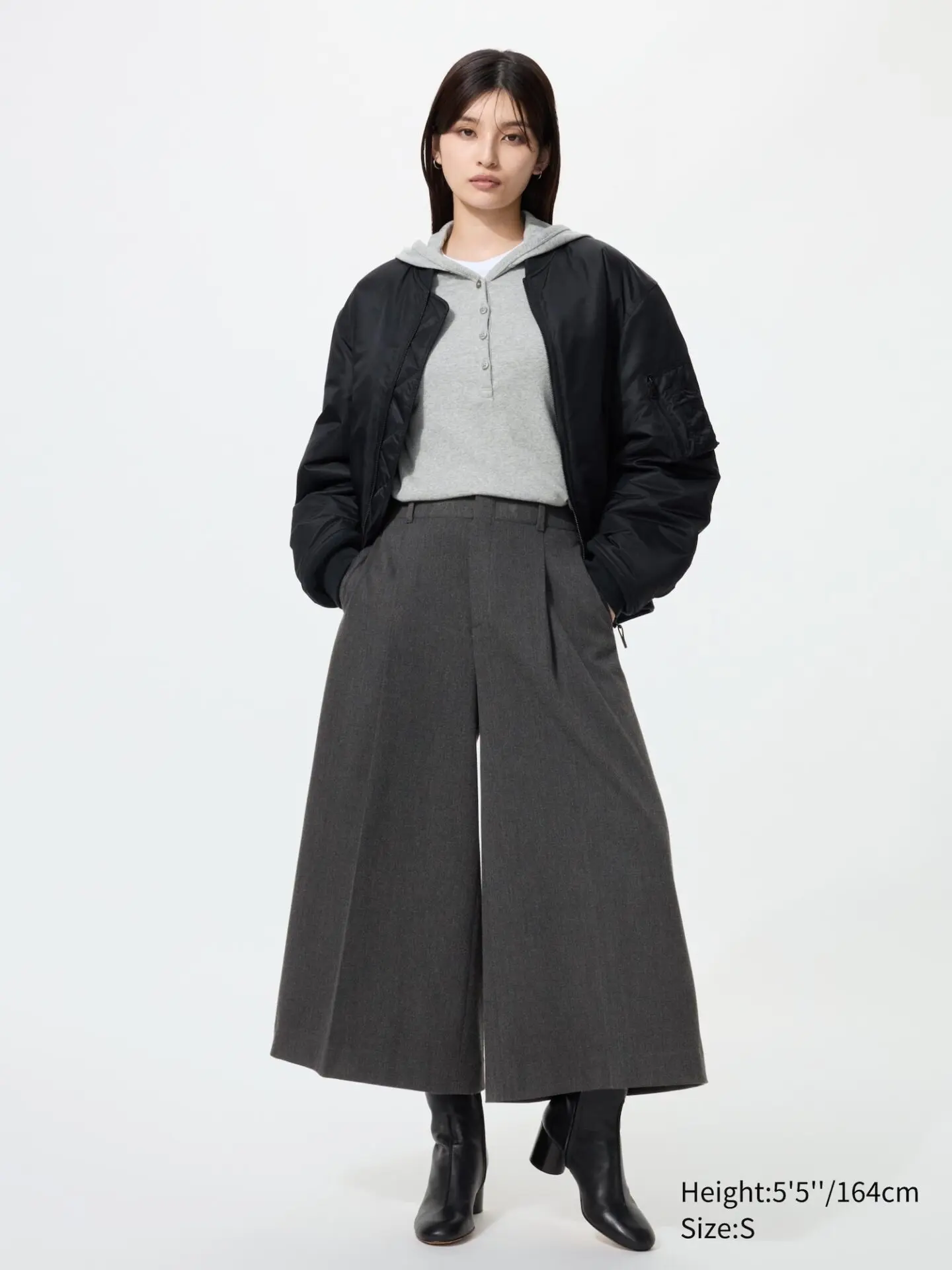 Pleated Culottes Pant (08 Dark Gray)