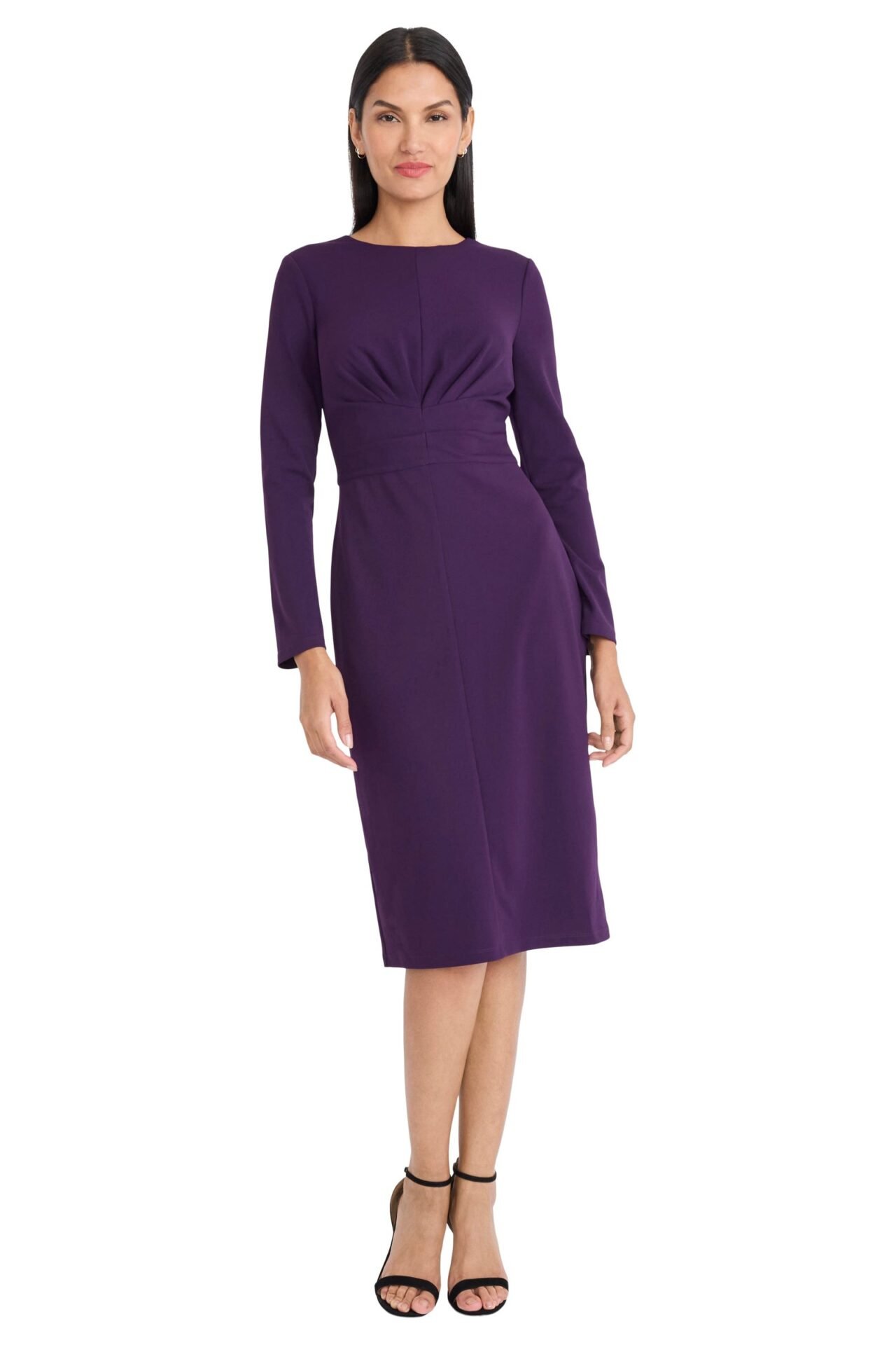 Ivalyn Long Sleeve Sheath Midi Dress (Luxe Plum)