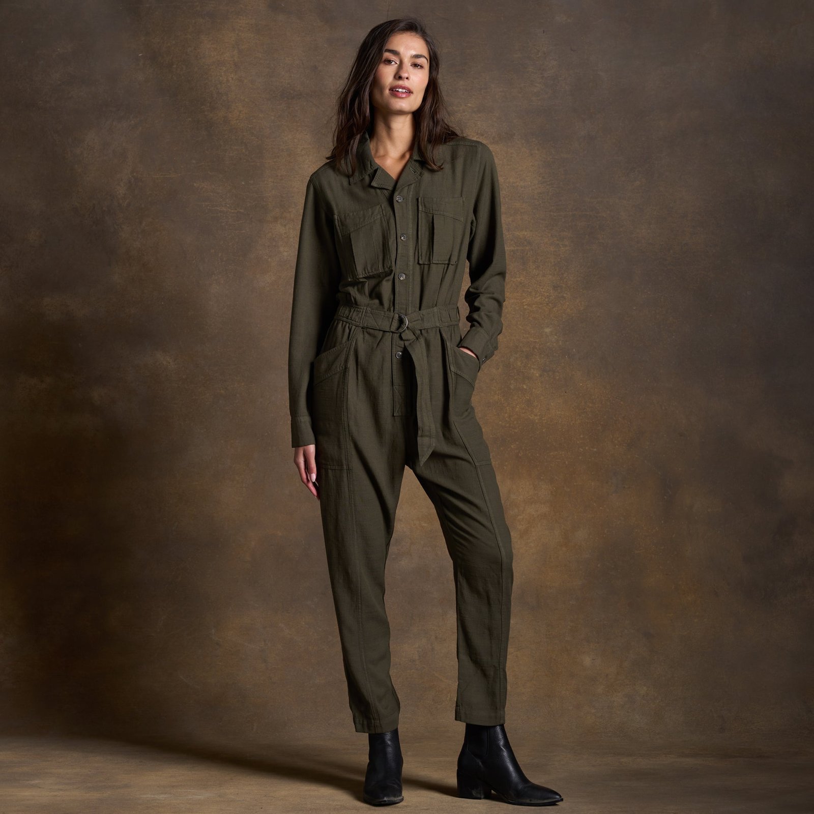 Lincoln Long Sleeve Jumpsuit (Olive)