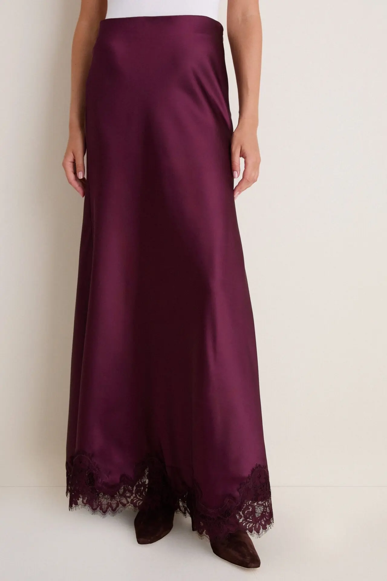 Winetasting Satin Mischa Slip Skirt (Winetasting)