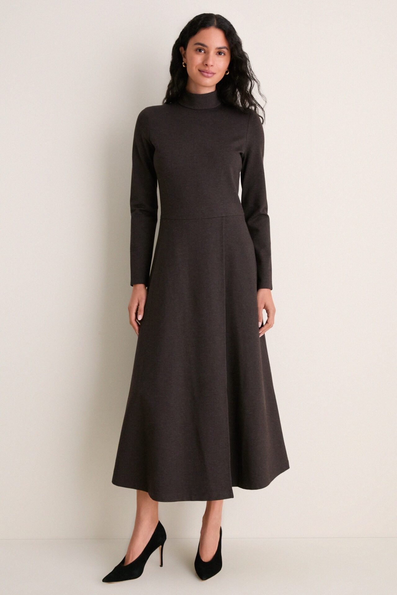 Brown Heathered Turtleneck Averell Sweater Dress