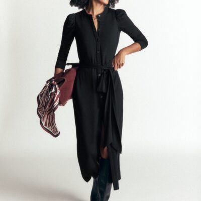 Honor Column Jersey Midi Dress (Black)