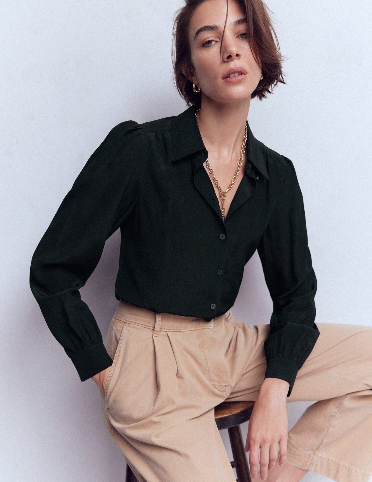 Sara Silk Shirt (Black)
