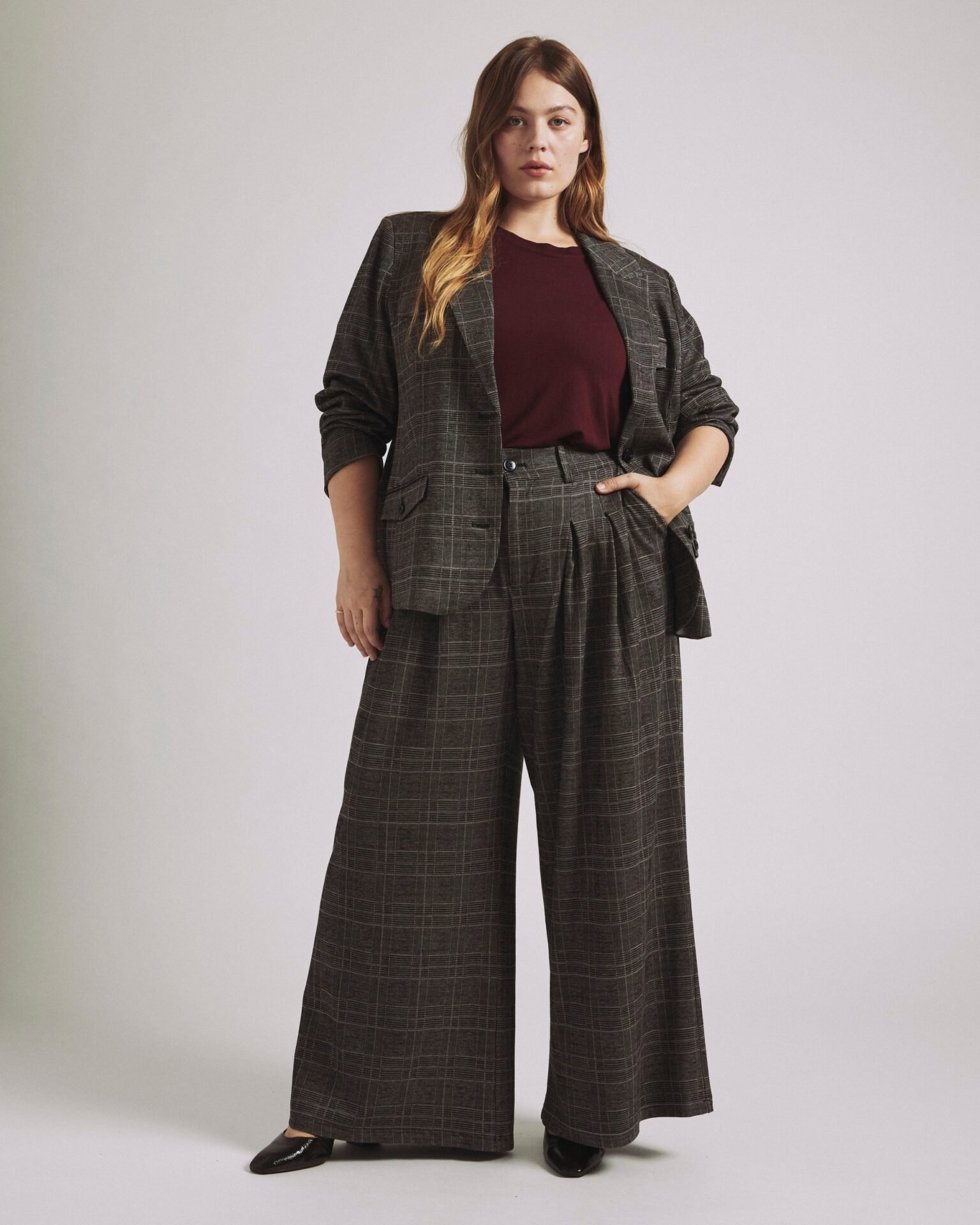 Perfect Palais Wide Leg Ponte Pants (British Plaid)