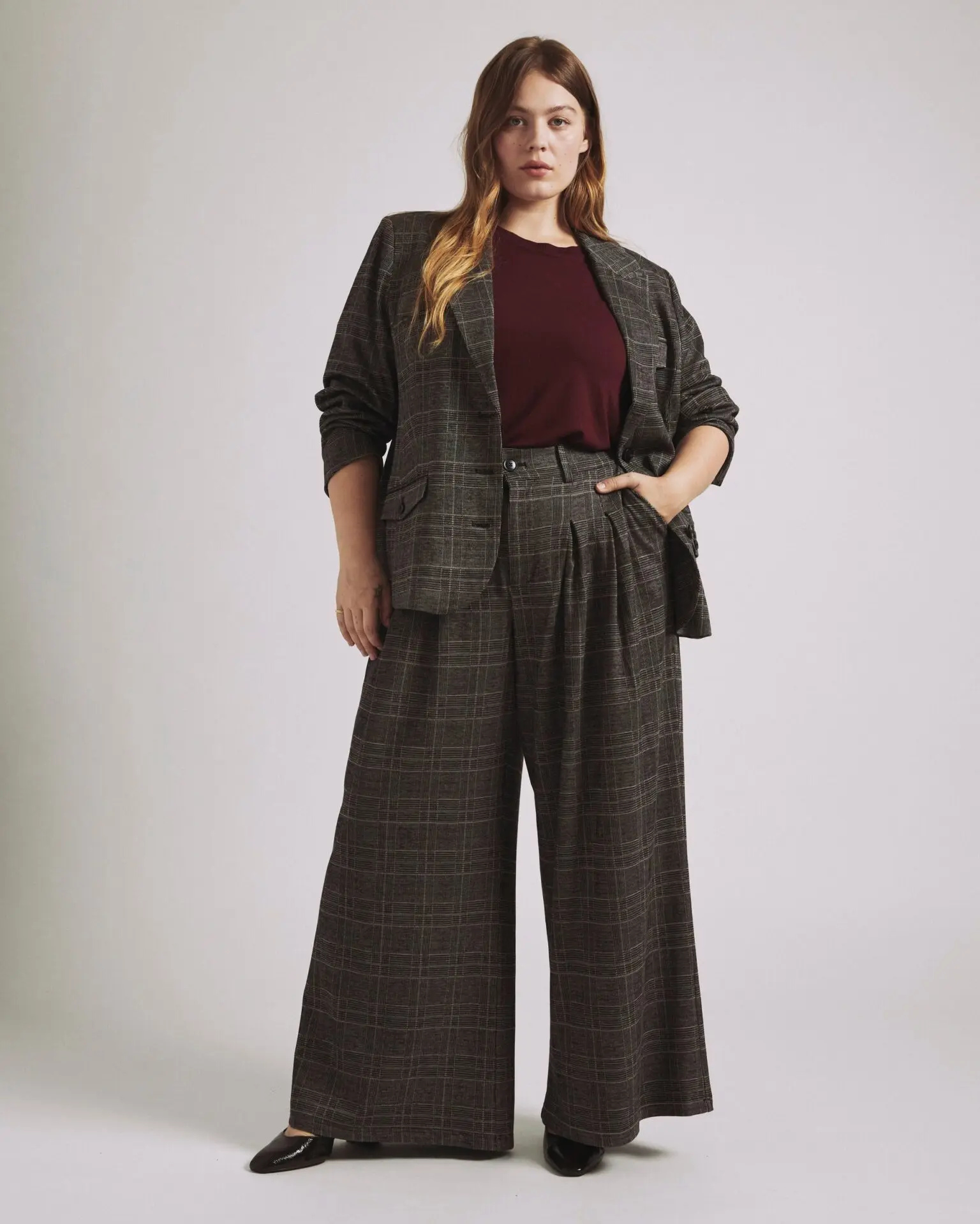 Perfect Palais Wide Leg Ponte Pants (British Plaid)