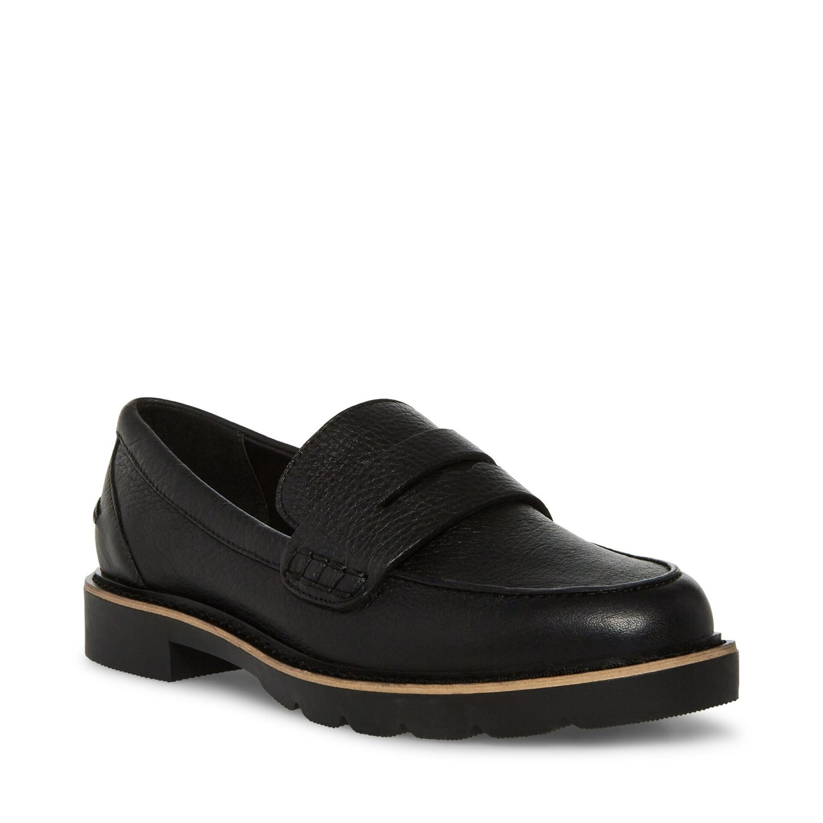 Penny Slip On Waterproof Loafer (Black Leather)