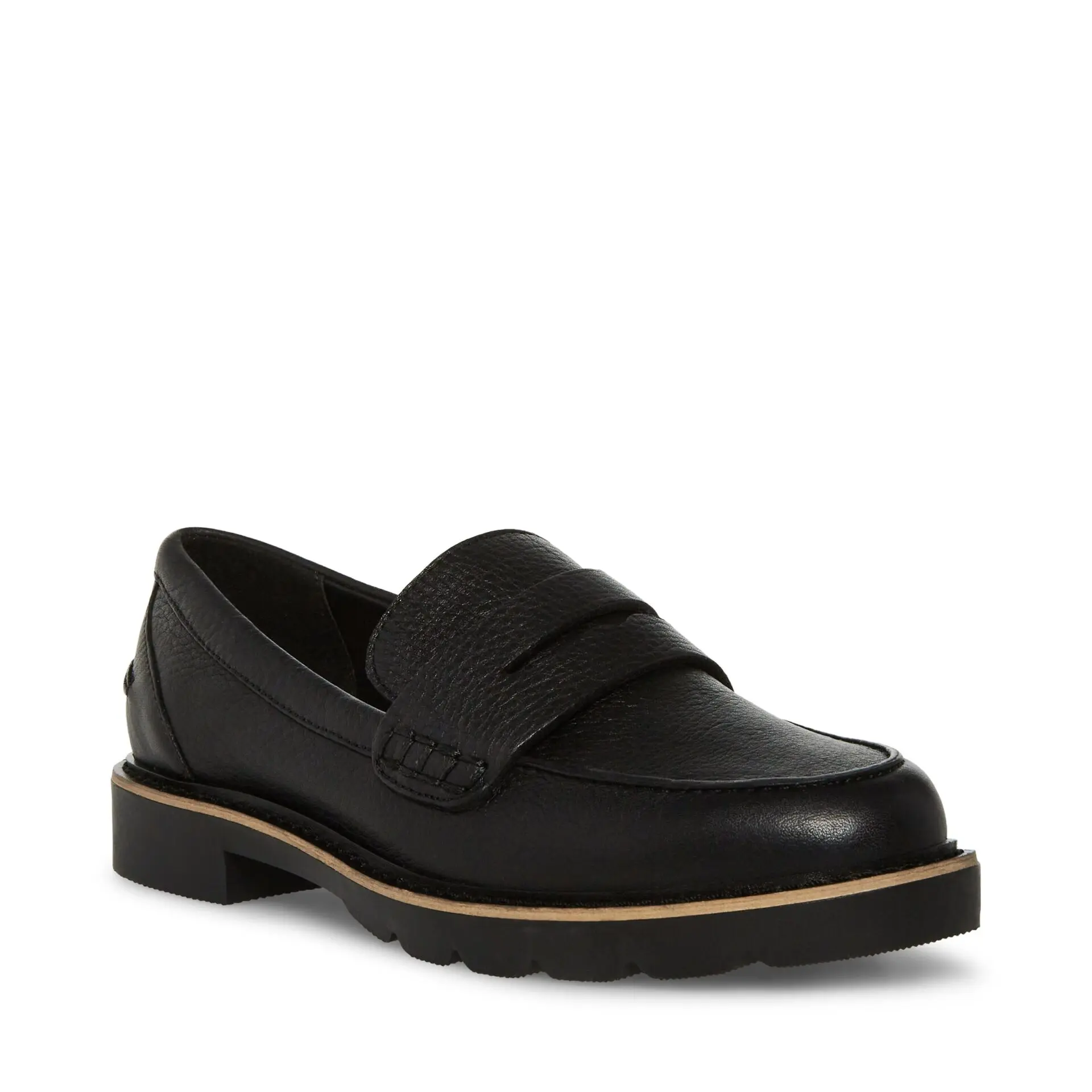 Penny Slip On Waterproof Loafer (Black Leather)