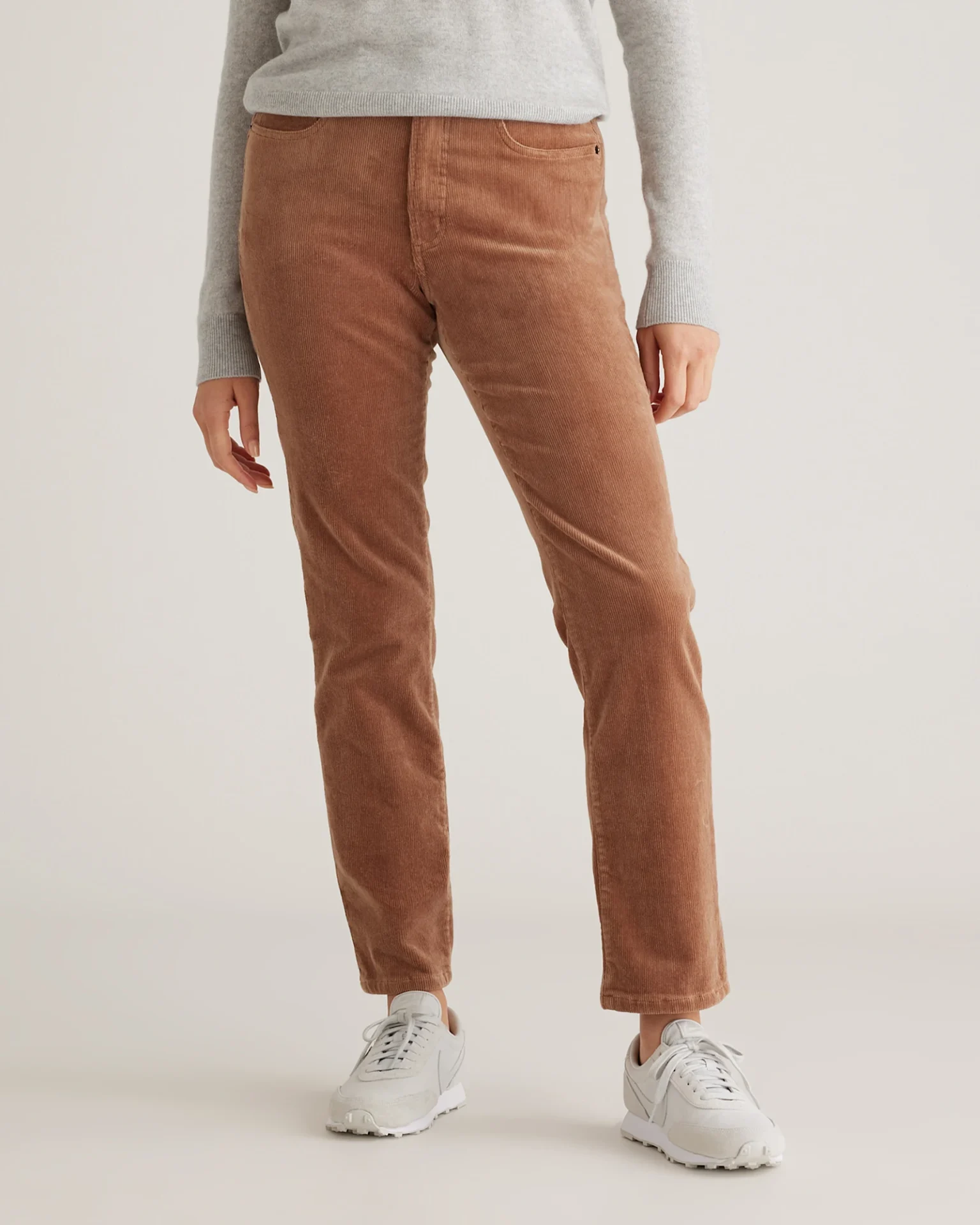 Organic Stretch Corduroy Straight Leg Pants (Warm Brown)