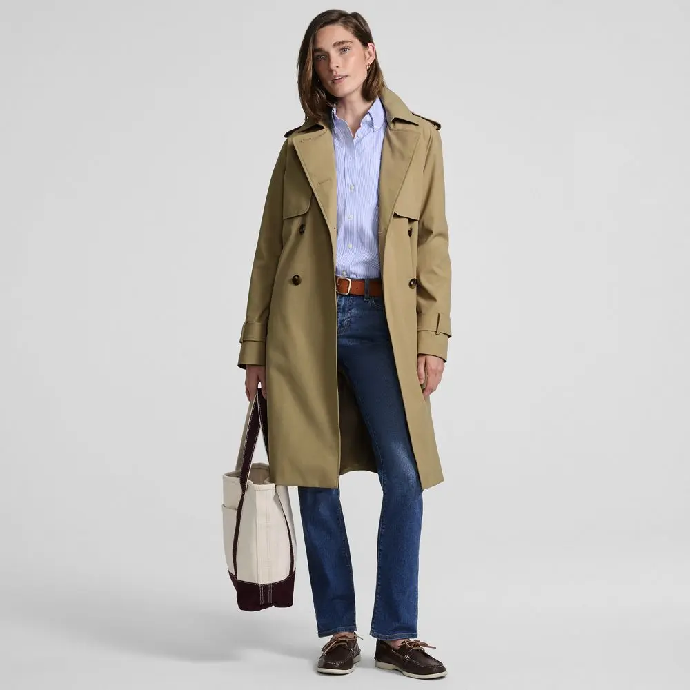 Women's Squall Waterproof Modern Trench Raincoat (Desert Tan)