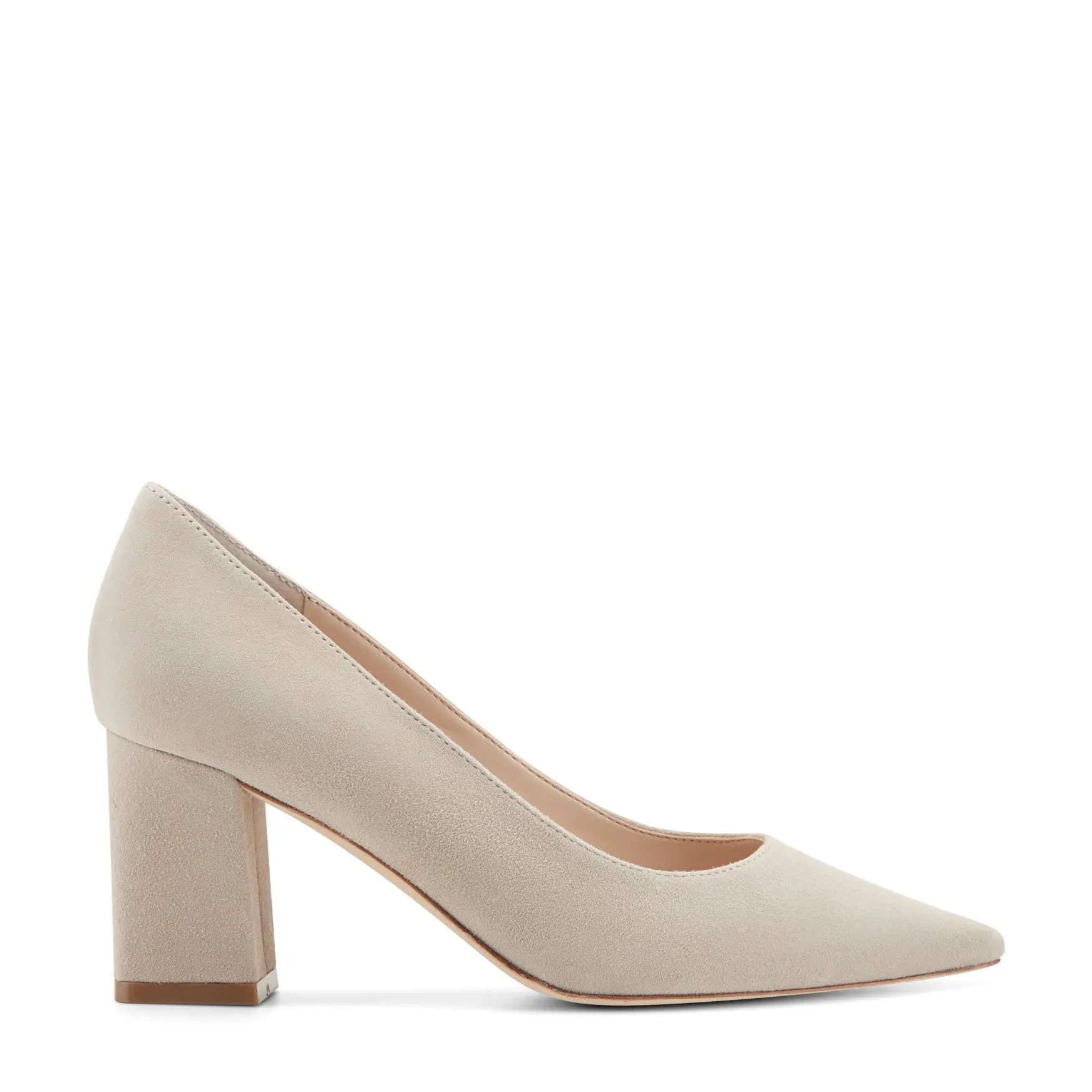 Zala Block Heel Pointy Toe Pump (Natural Suede)
