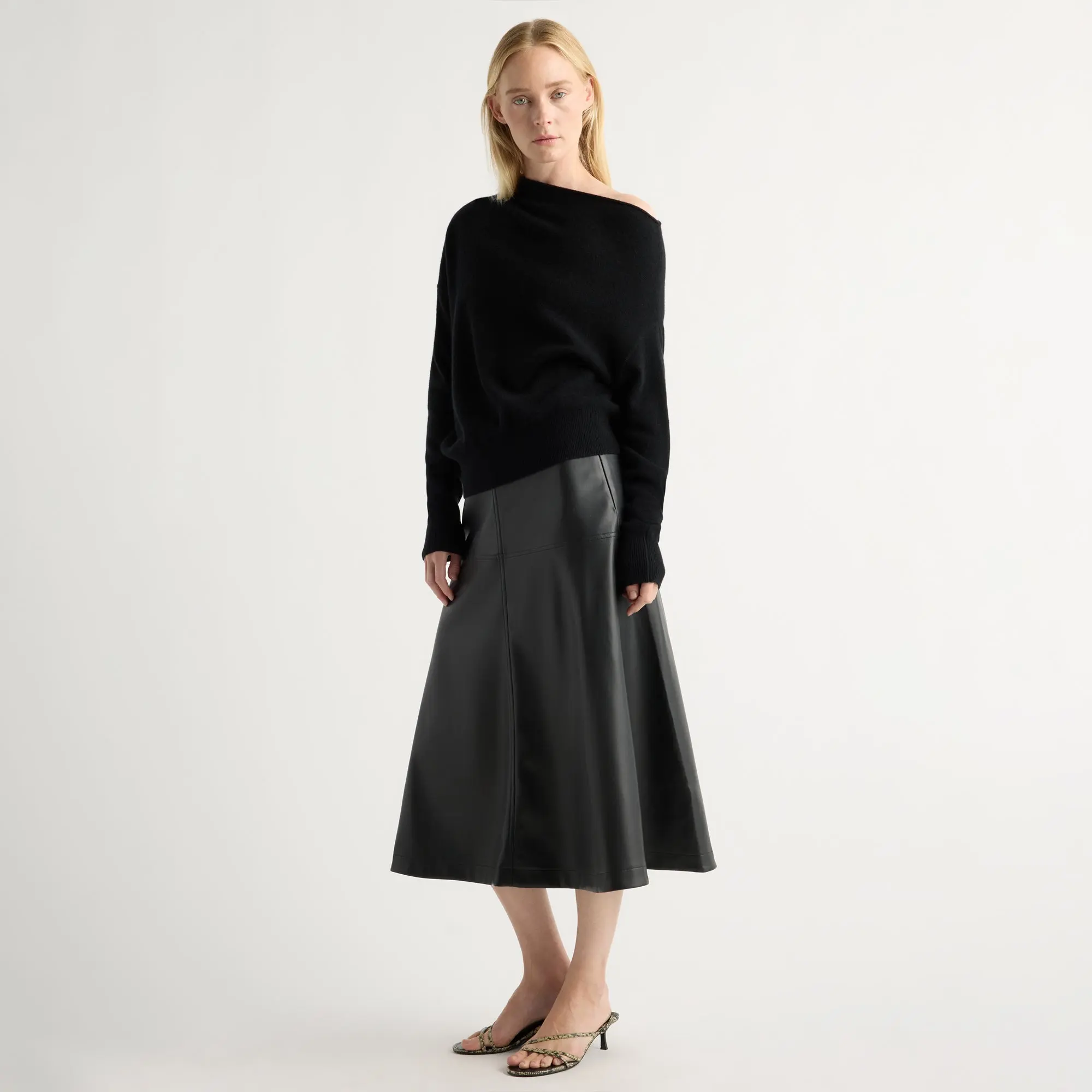 Harley A-Line Vegan Leather Skirt (Black)