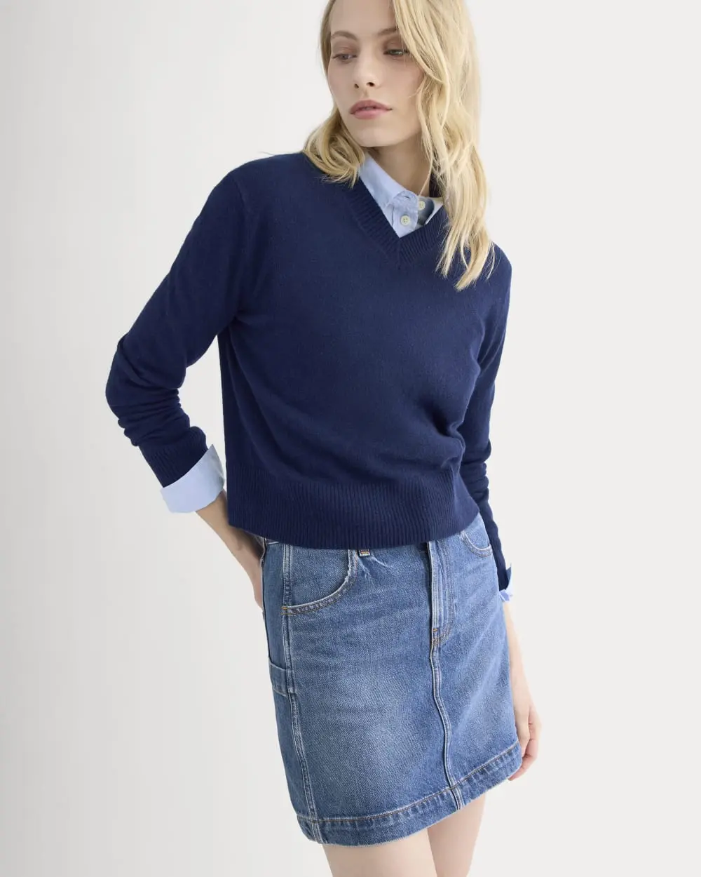 Denim Utility Mini Skirt (Dark Indigo)