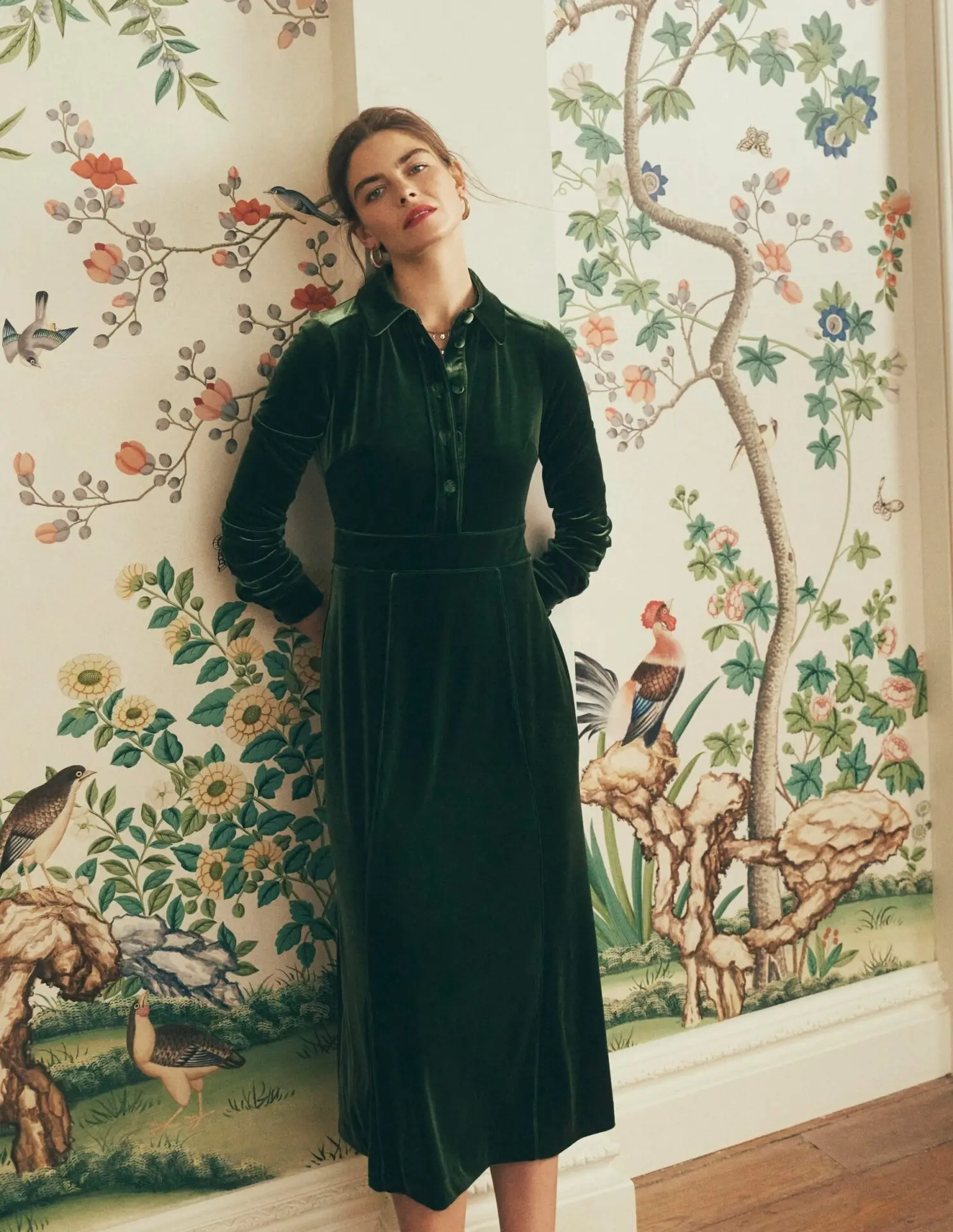 Etta Piping Velvet Dress (Douglas Fir)