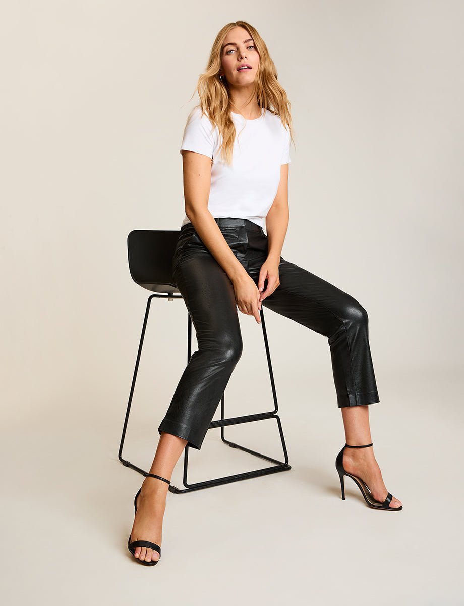 Faux Leather 7/8 Trouser (Black)