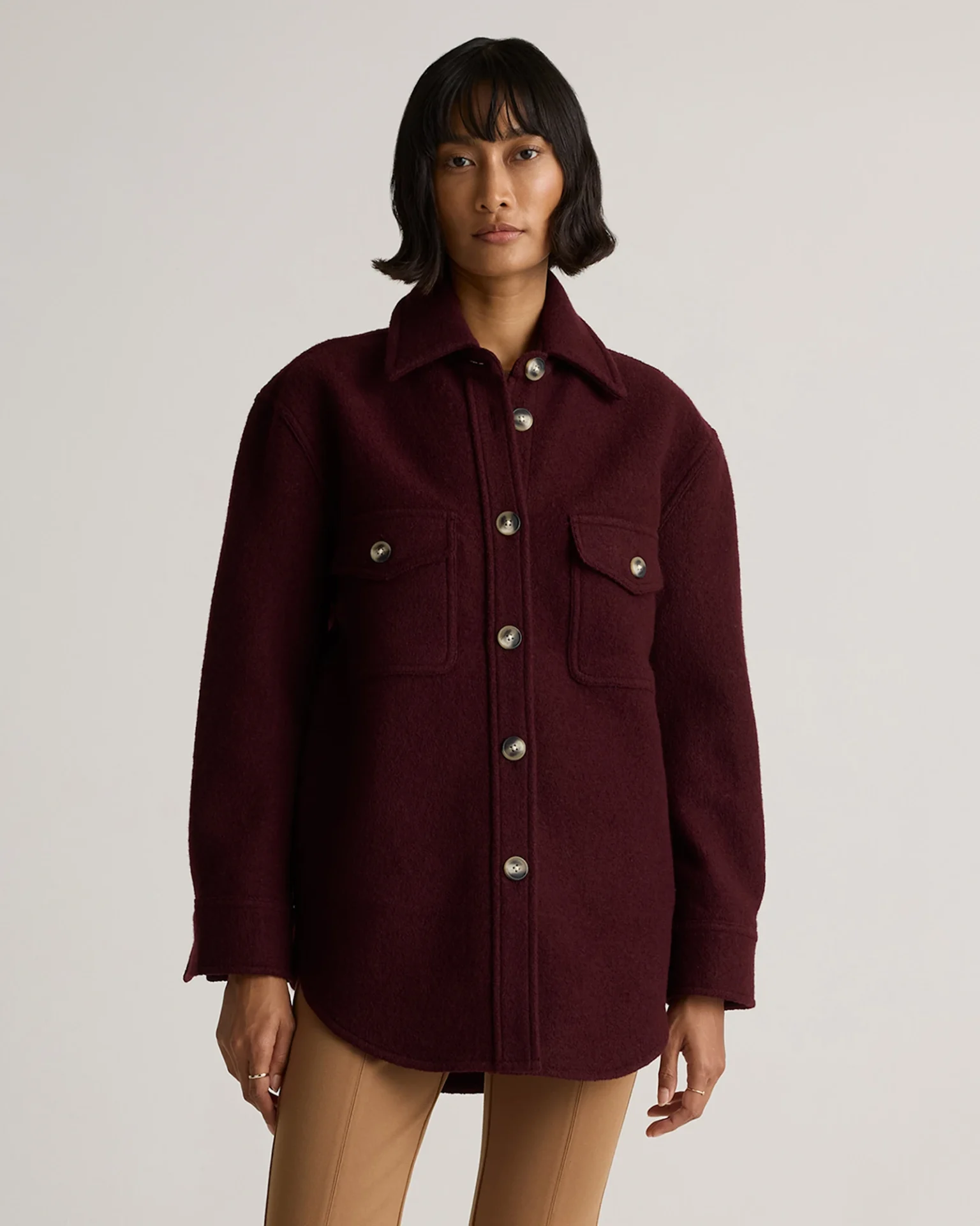 100% Merino Wool Shirt Jacket (Mulled Wine)