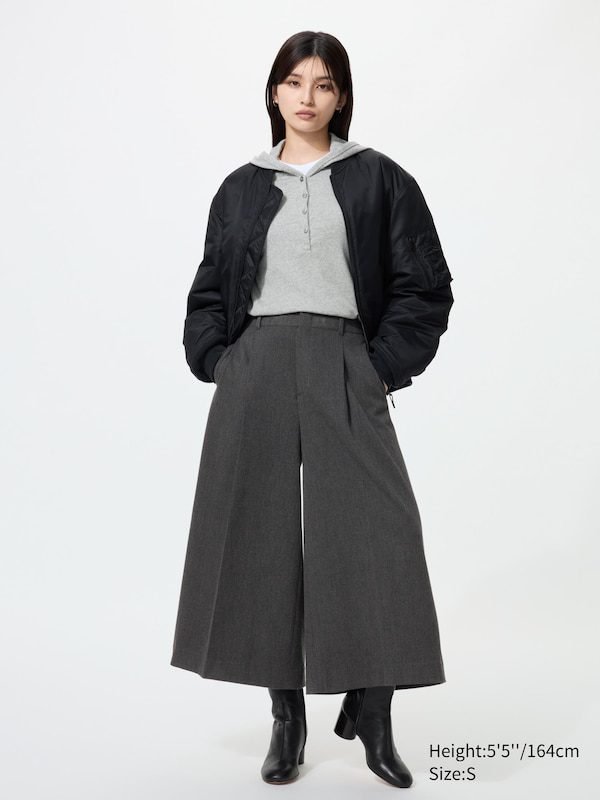 Pleated Culottes Pant (08 Dark Gray)