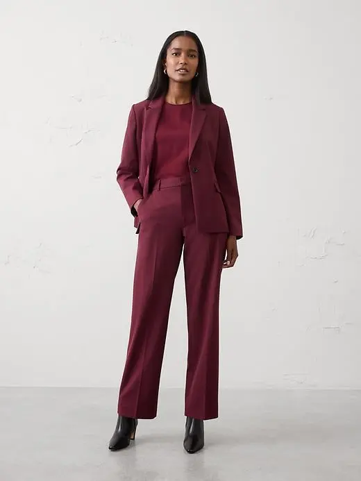 Sculpted Stretch Long Blazer (Bright Wine)
