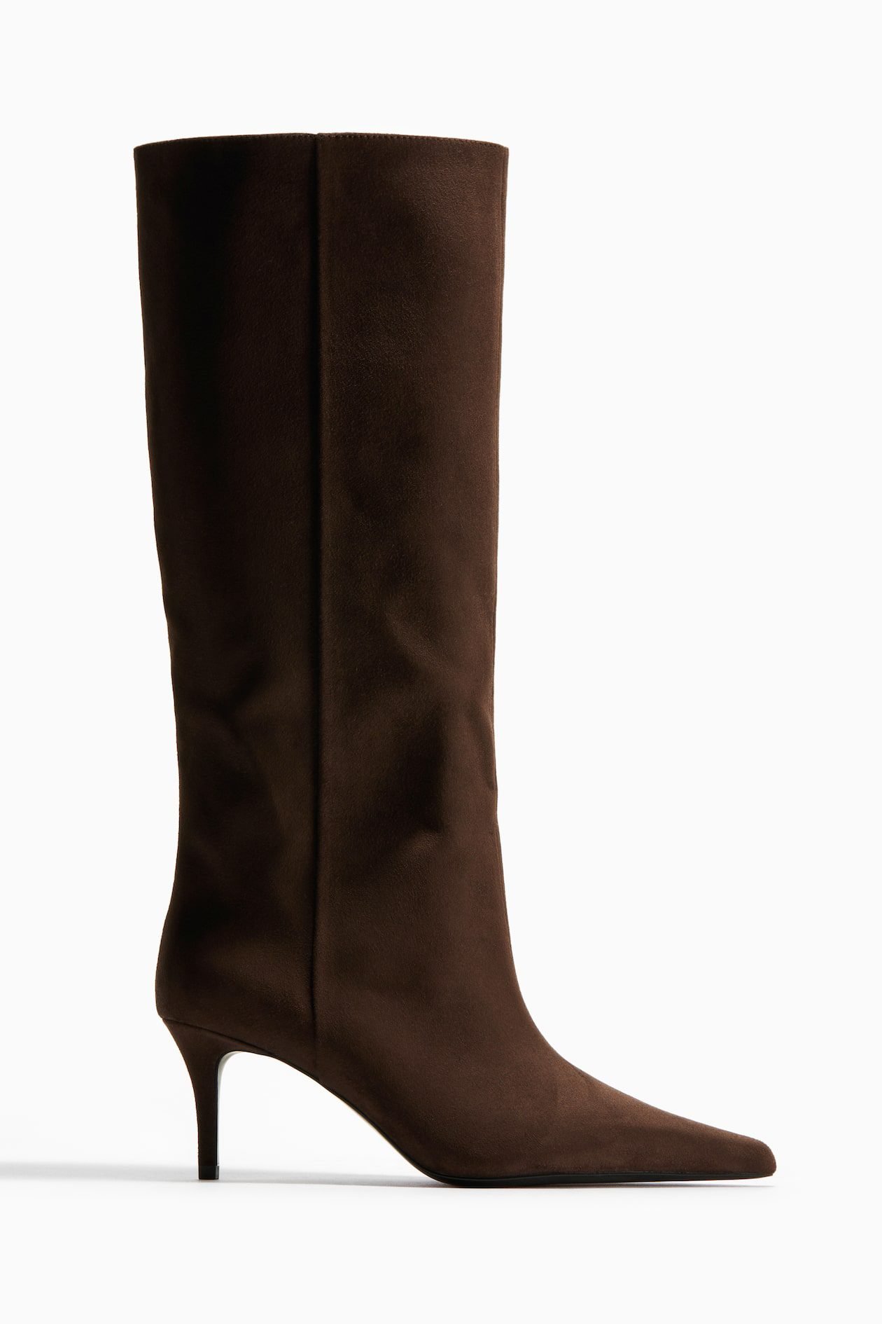 Knee-High Boots (Dark Brown, faux suede)