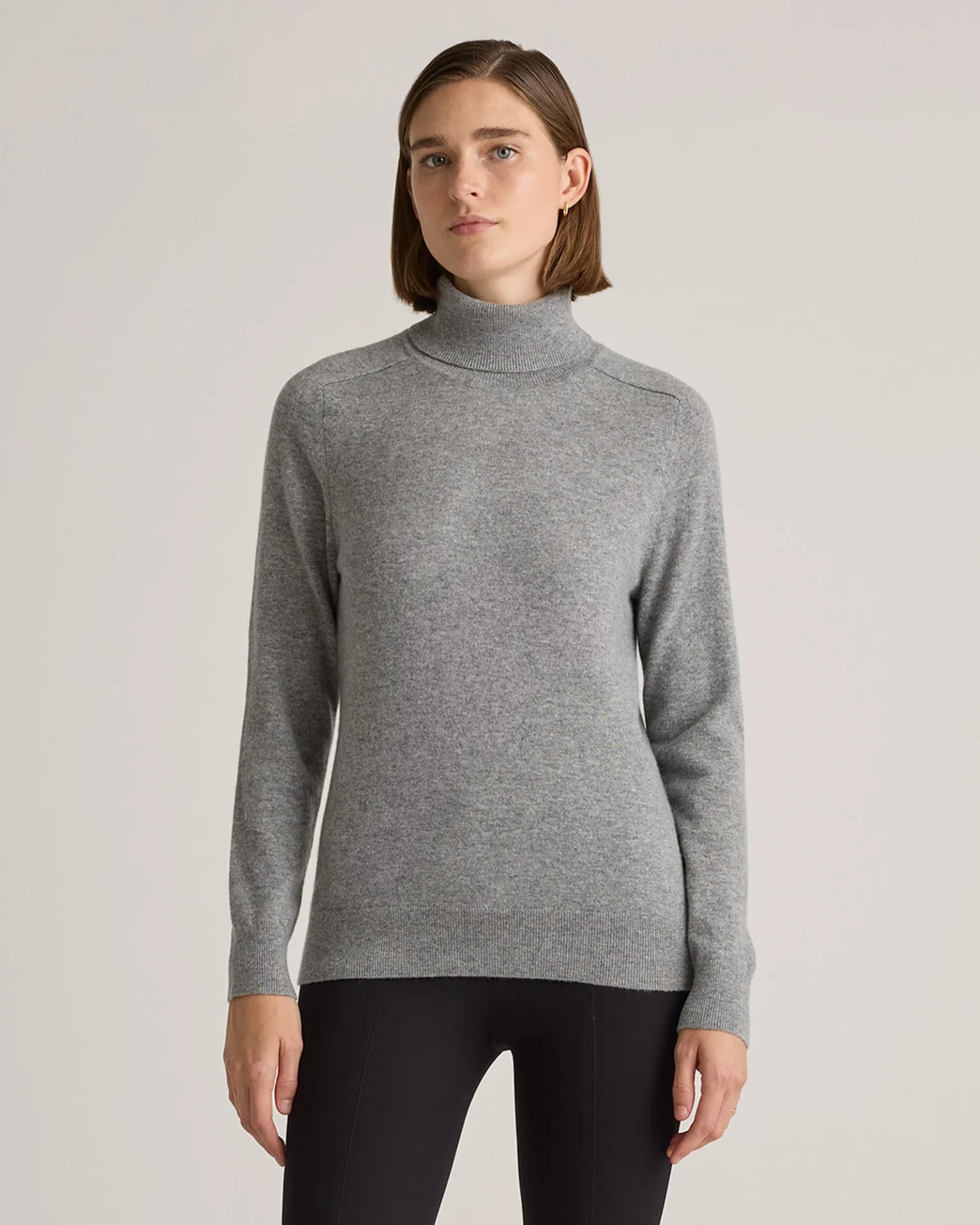 Mongolian Cashmere Turtleneck Sweater (Heather Grey)