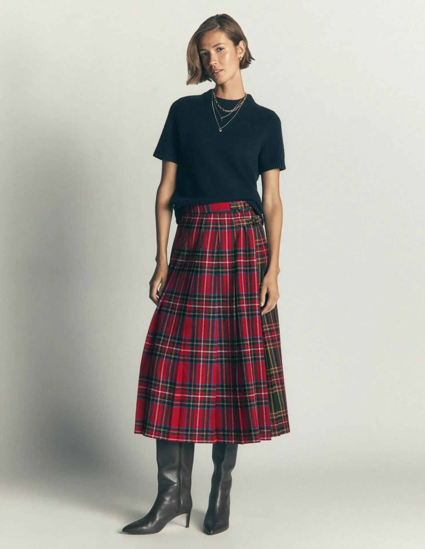 Pleated Midi Kilt (Hotch Check)
