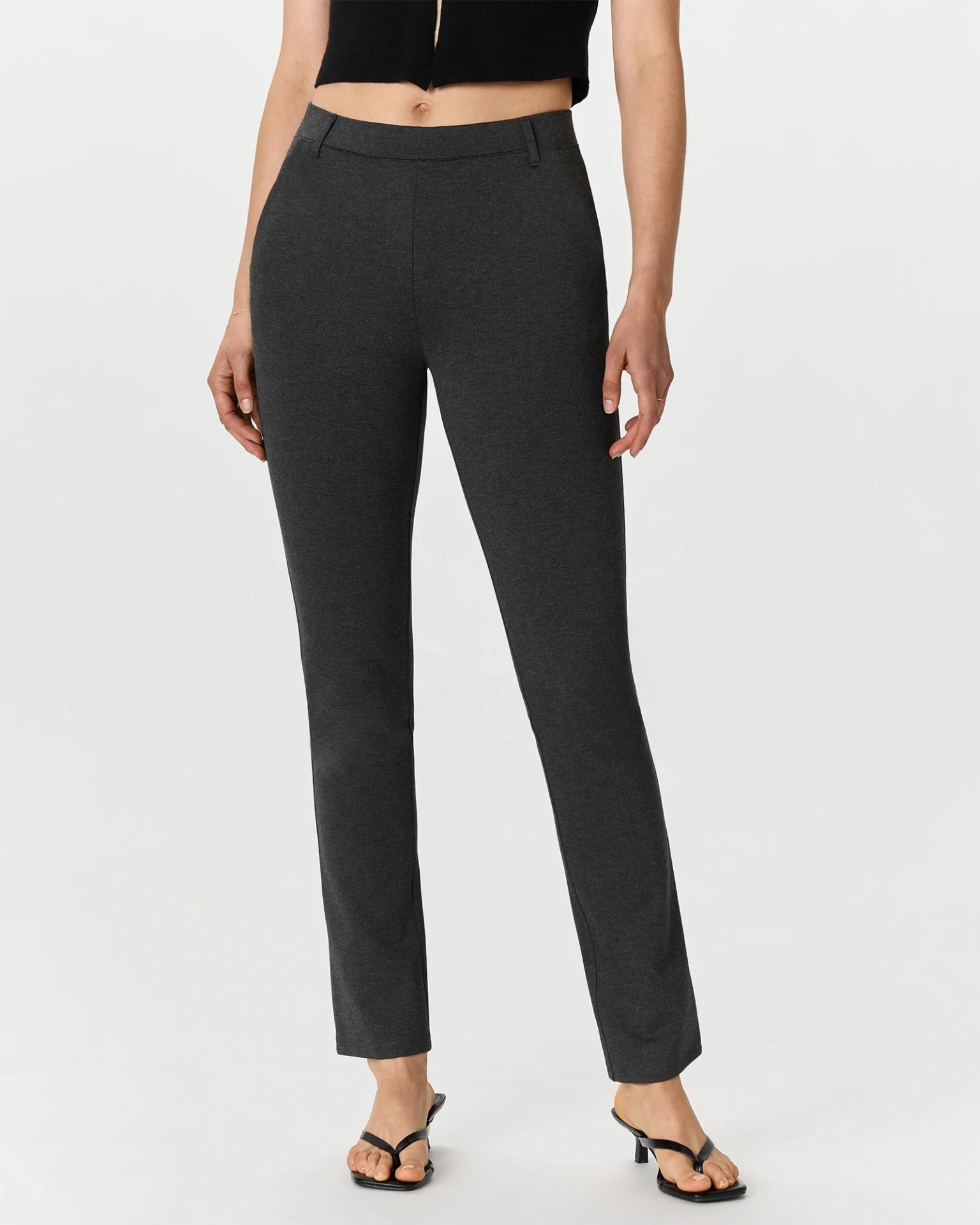 Ultra-Stretch Ponte Straight Leg Pants (Charcoal)
