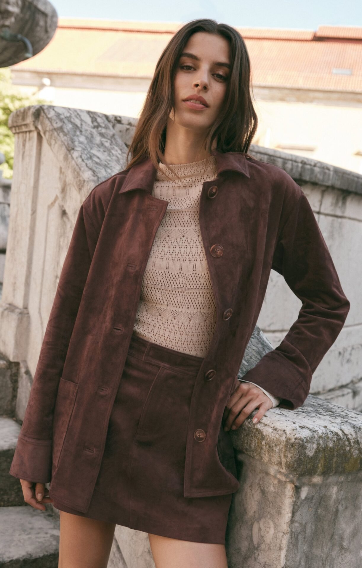 Decker Faux Suede Chore Coat (Dark Chocolate)