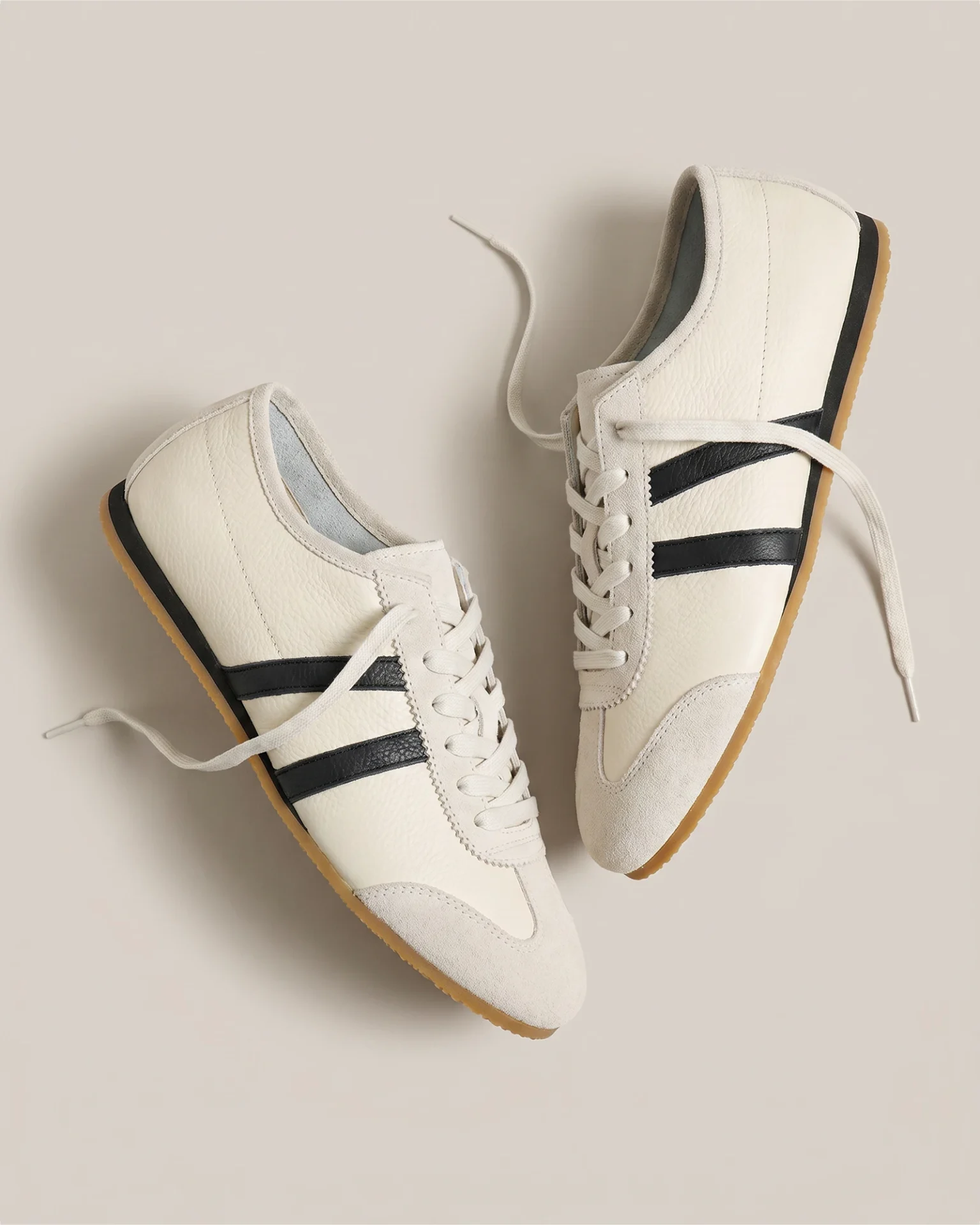 Italian Leather & Suede Low Profile Sneaker (Birch)