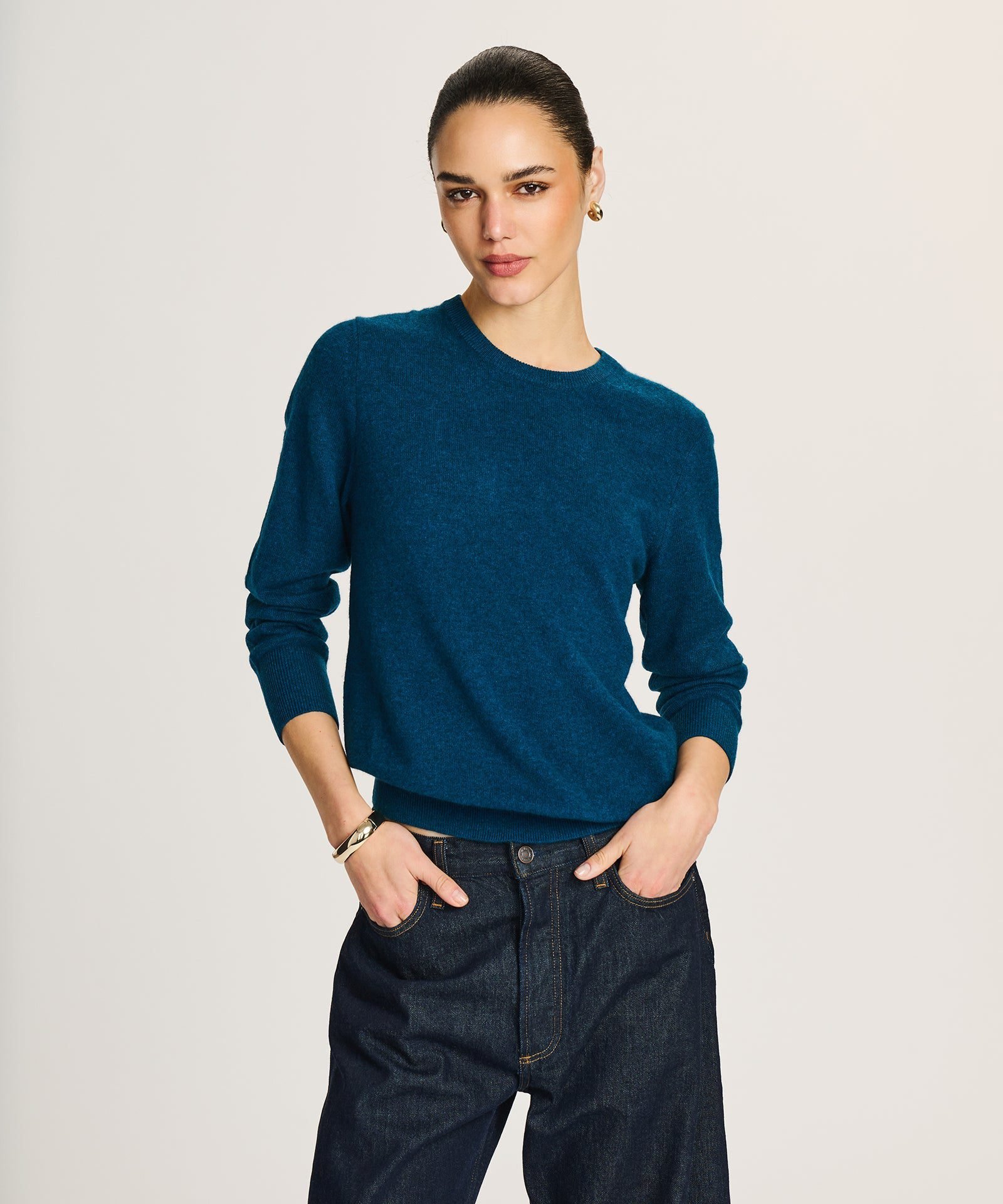 The Original Cashmere Crewneck Sweater (Peacock Blue)