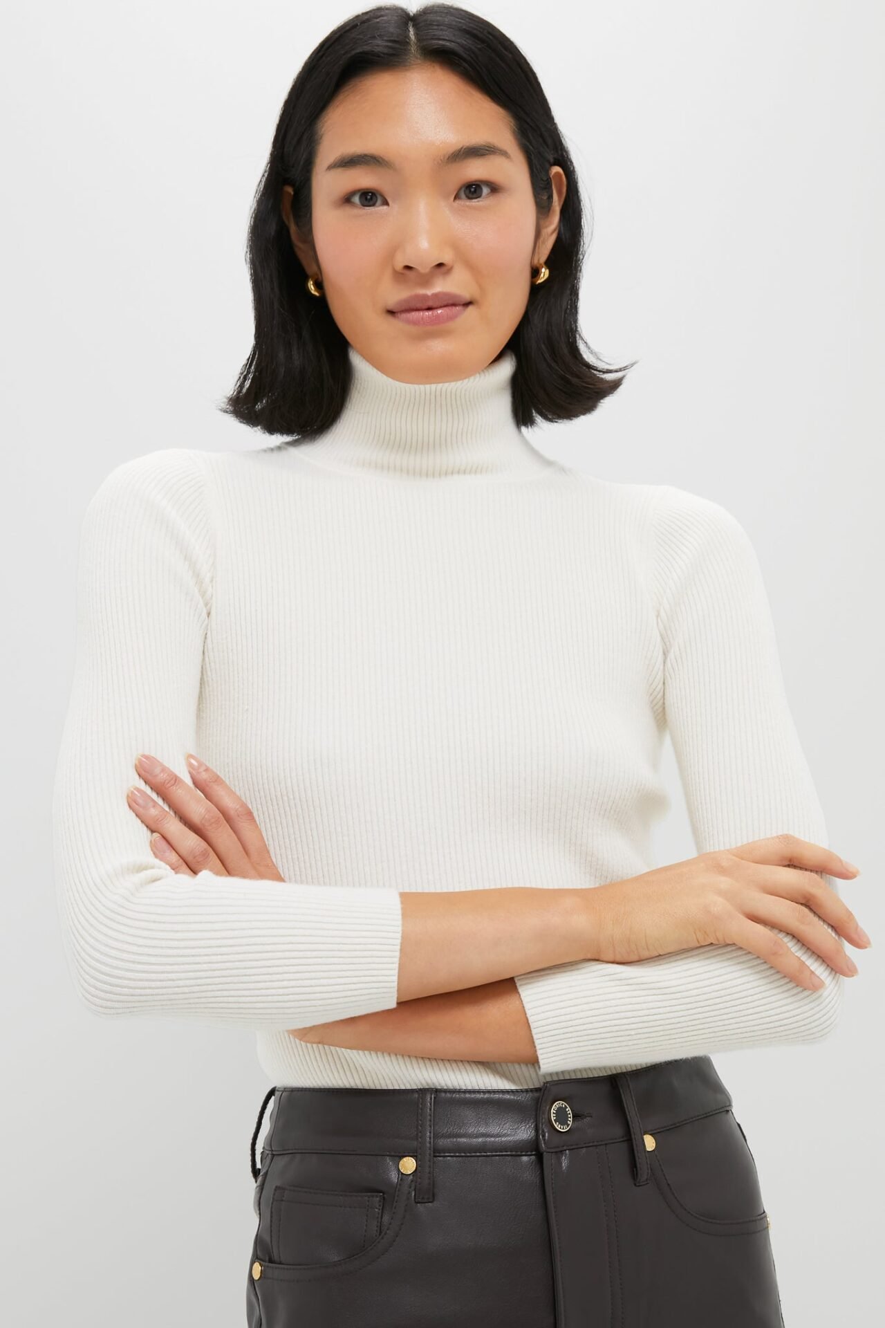 Winter White Arlo Ribbed Turtleneck