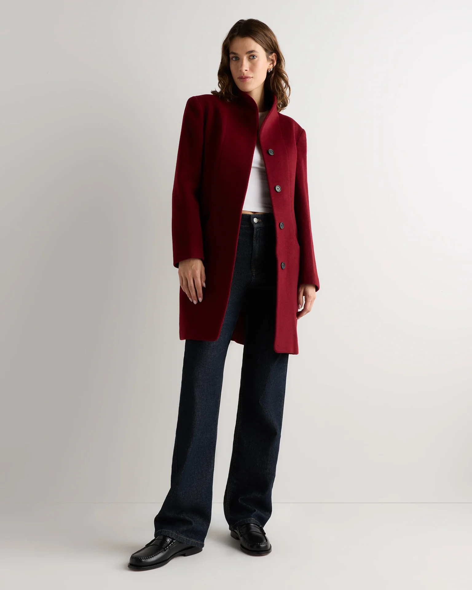 Wool Cashmere Cocoon Coat (Rouge Red)