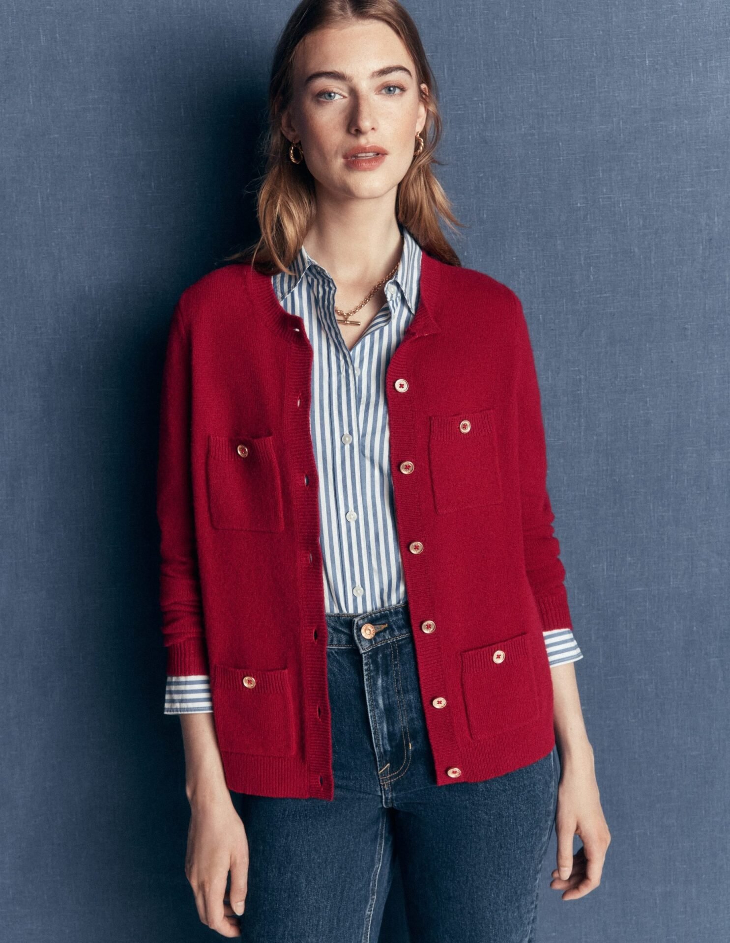 Marianne Merino Wool Cardigan (Crimson Red)